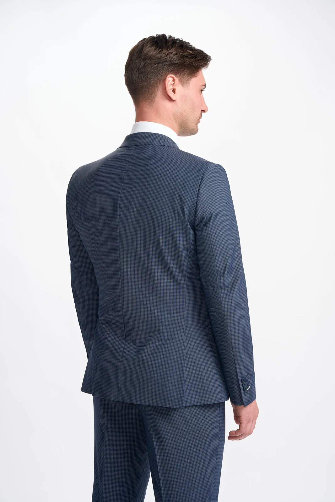 Bond Wool Rich Navy Check Double Breasted Two Piece Suit thumbnail 4