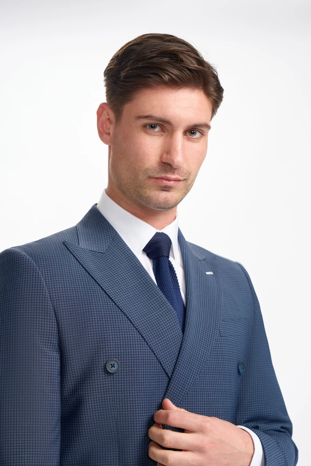 Bond Wool Rich Navy Check Double Breasted Two Piece Suit thumbnail 6