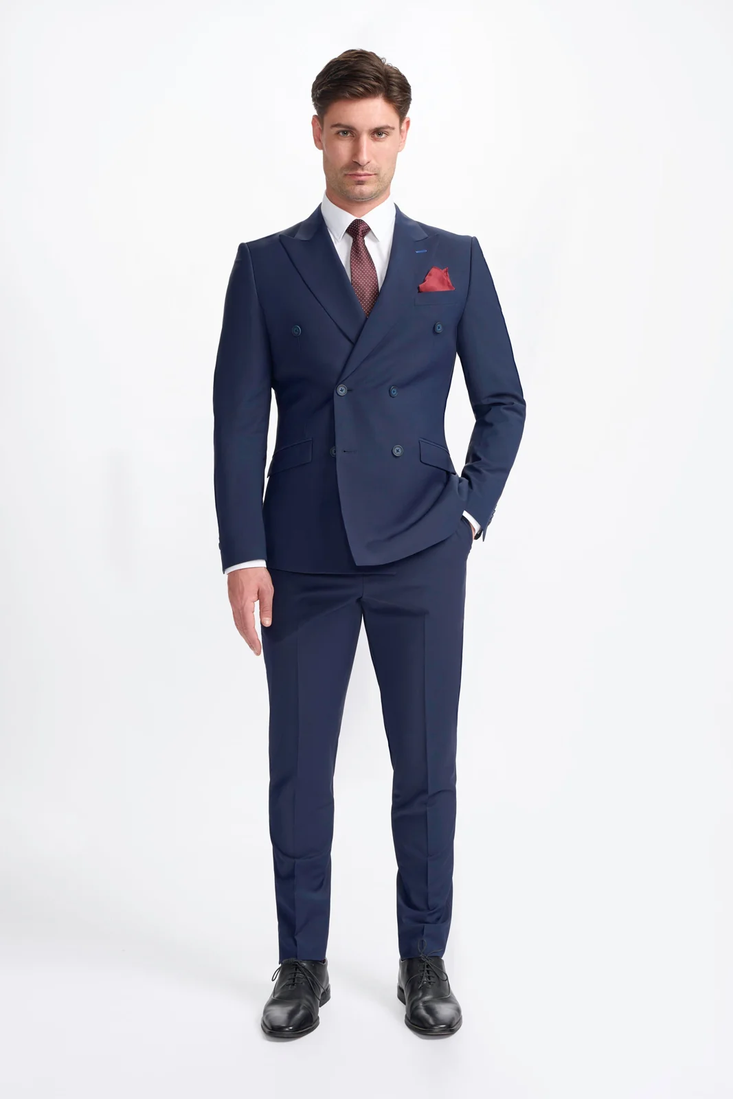 Bond Wool Rich Navy Double Breasted Two Piece Suit primary image