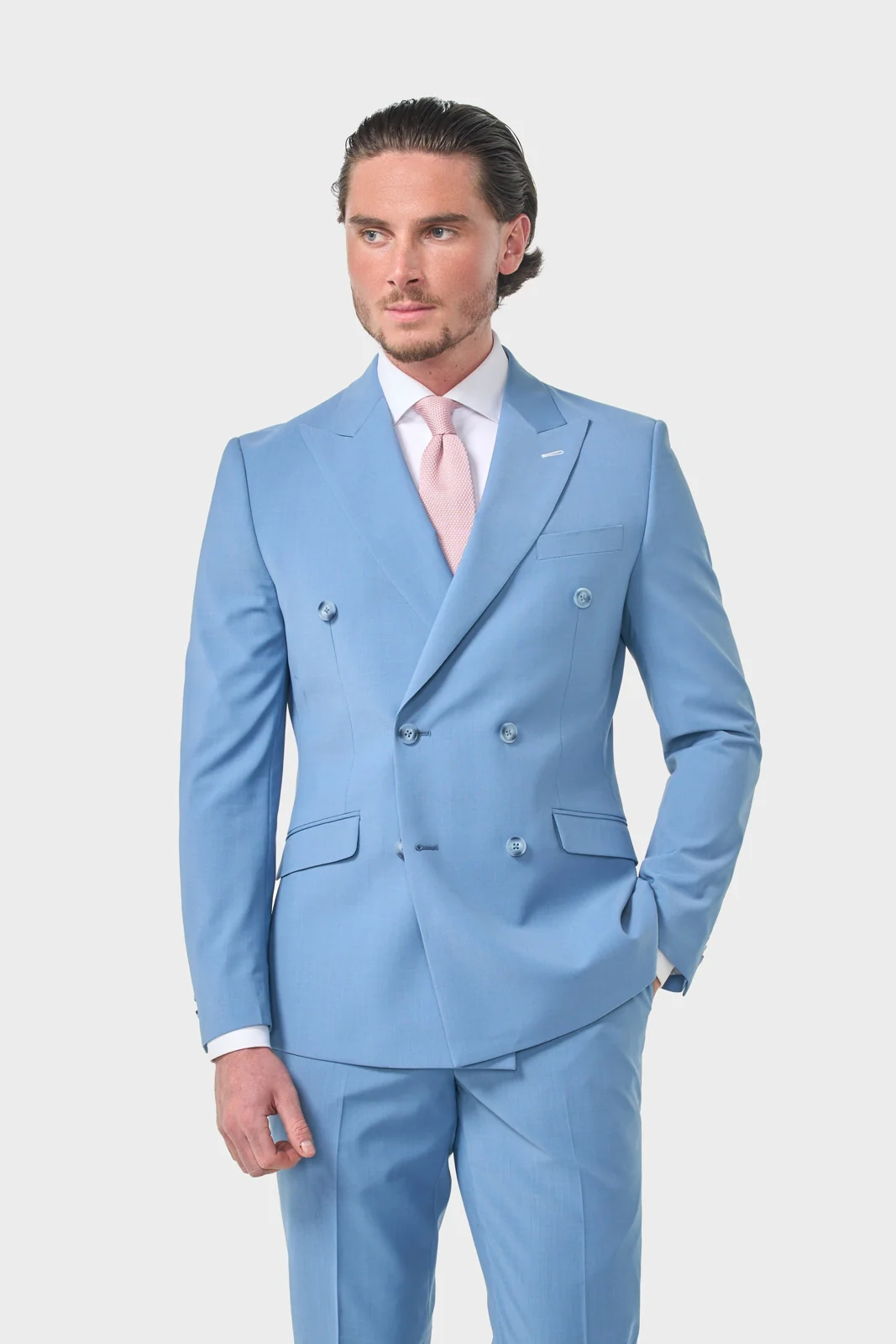 Bond Wool Rich Ocean Blue Double Breasted Two Piece Suit thumbnail 2