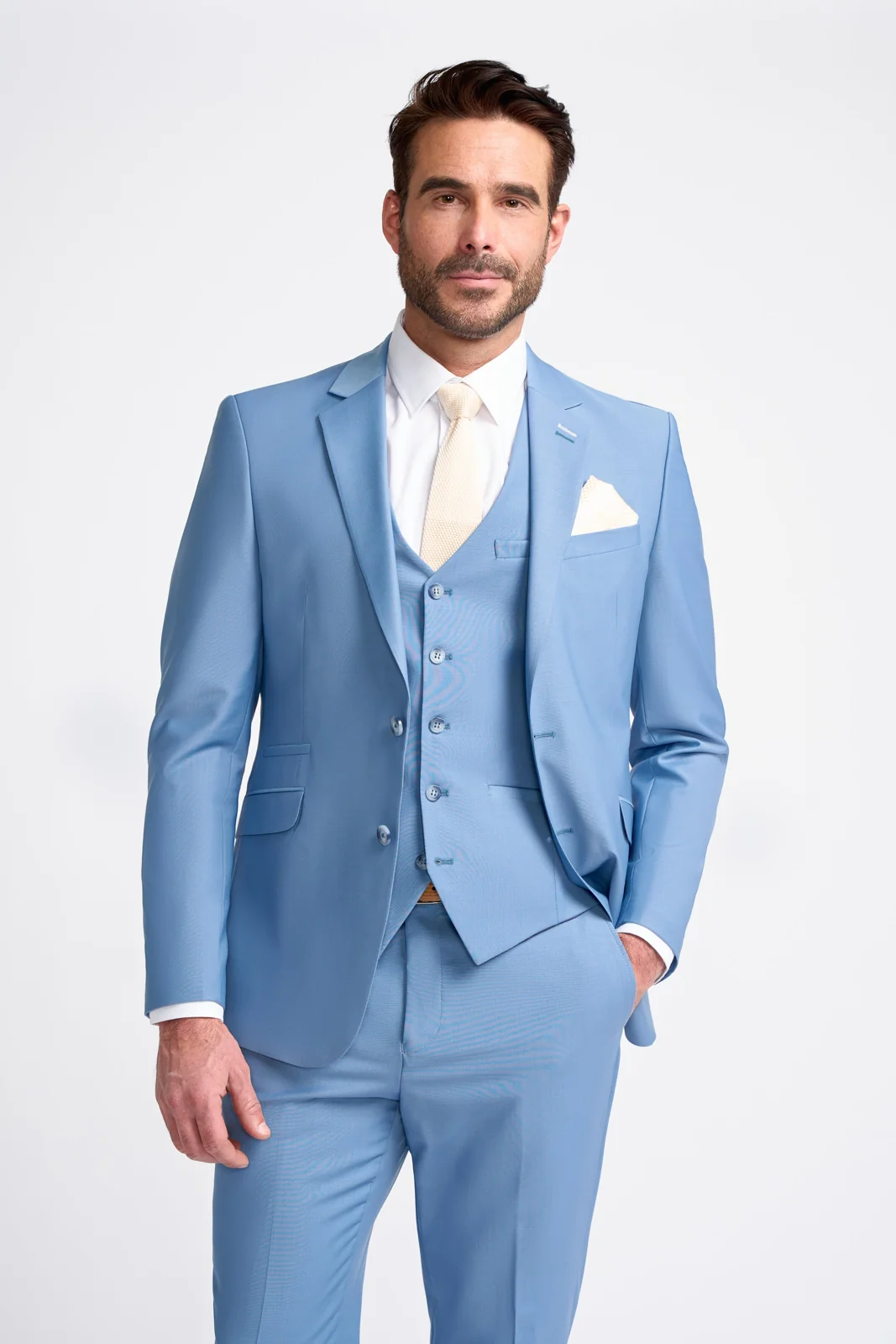 Bond Wool Rich Ocean Blue Three Piece Suit thumbnail 2