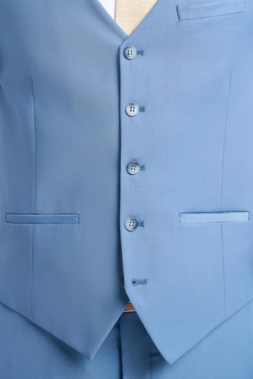 Bond Wool Rich Ocean Blue Waistcoat thumbnail 4
