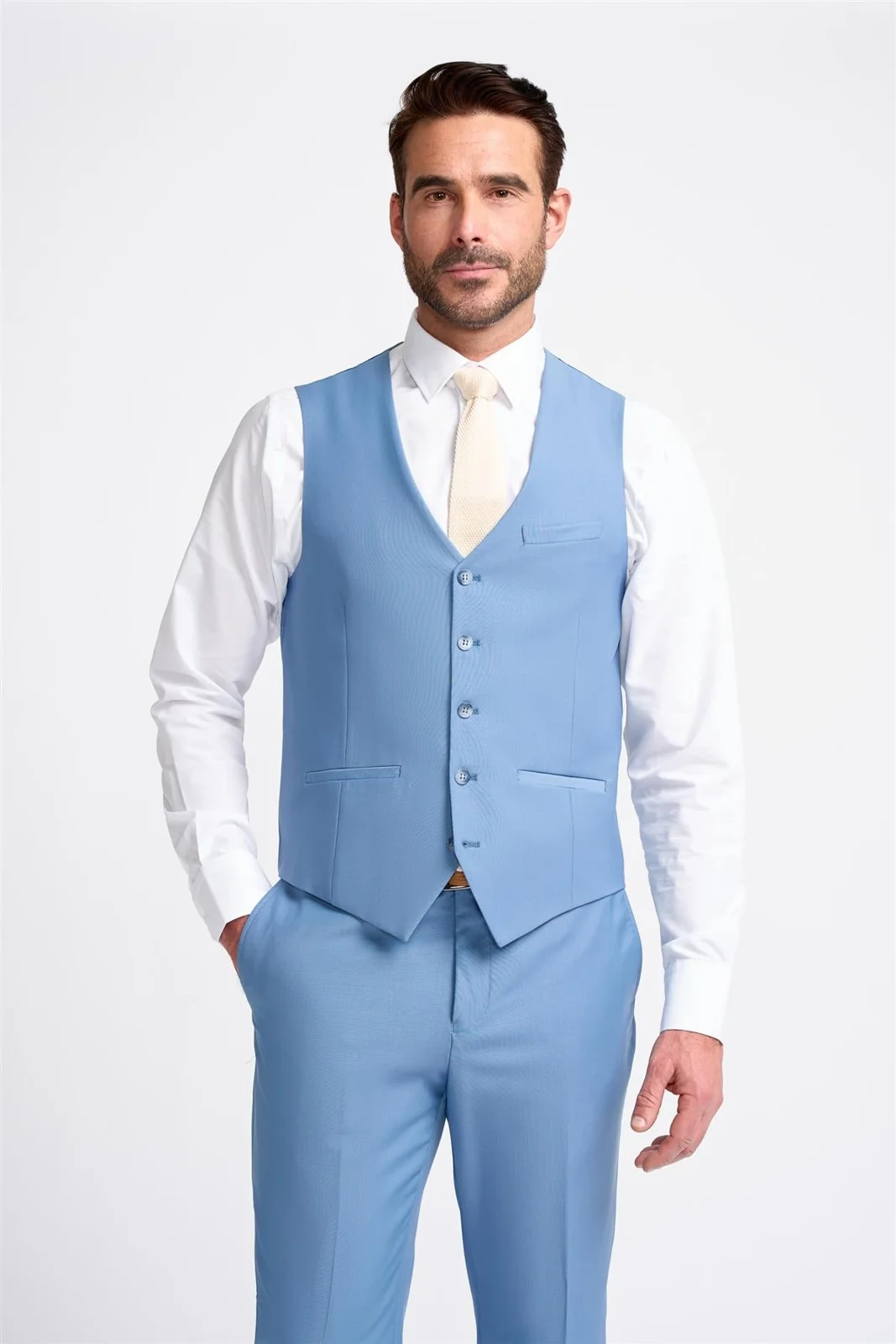 Bond Wool Rich Ocean Blue Waistcoat primary image