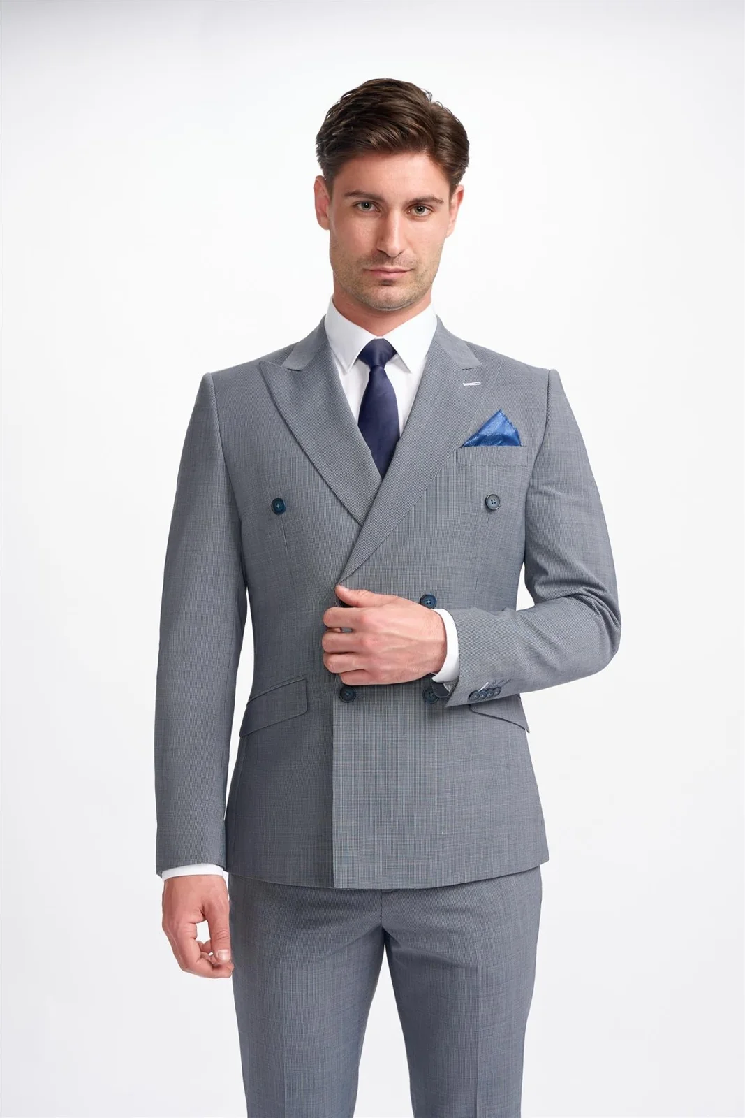 Bond Wool Rich Puppy Tooth Double Breasted Two Piece Suit thumbnail 2