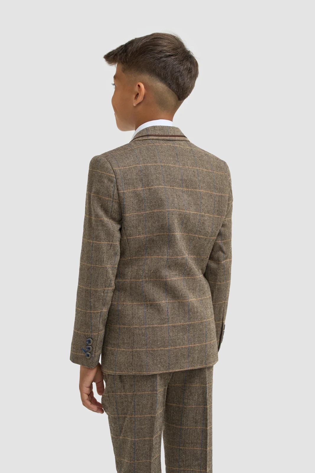 Boys Albert Brown Tweed Check Suit thumbnail 3