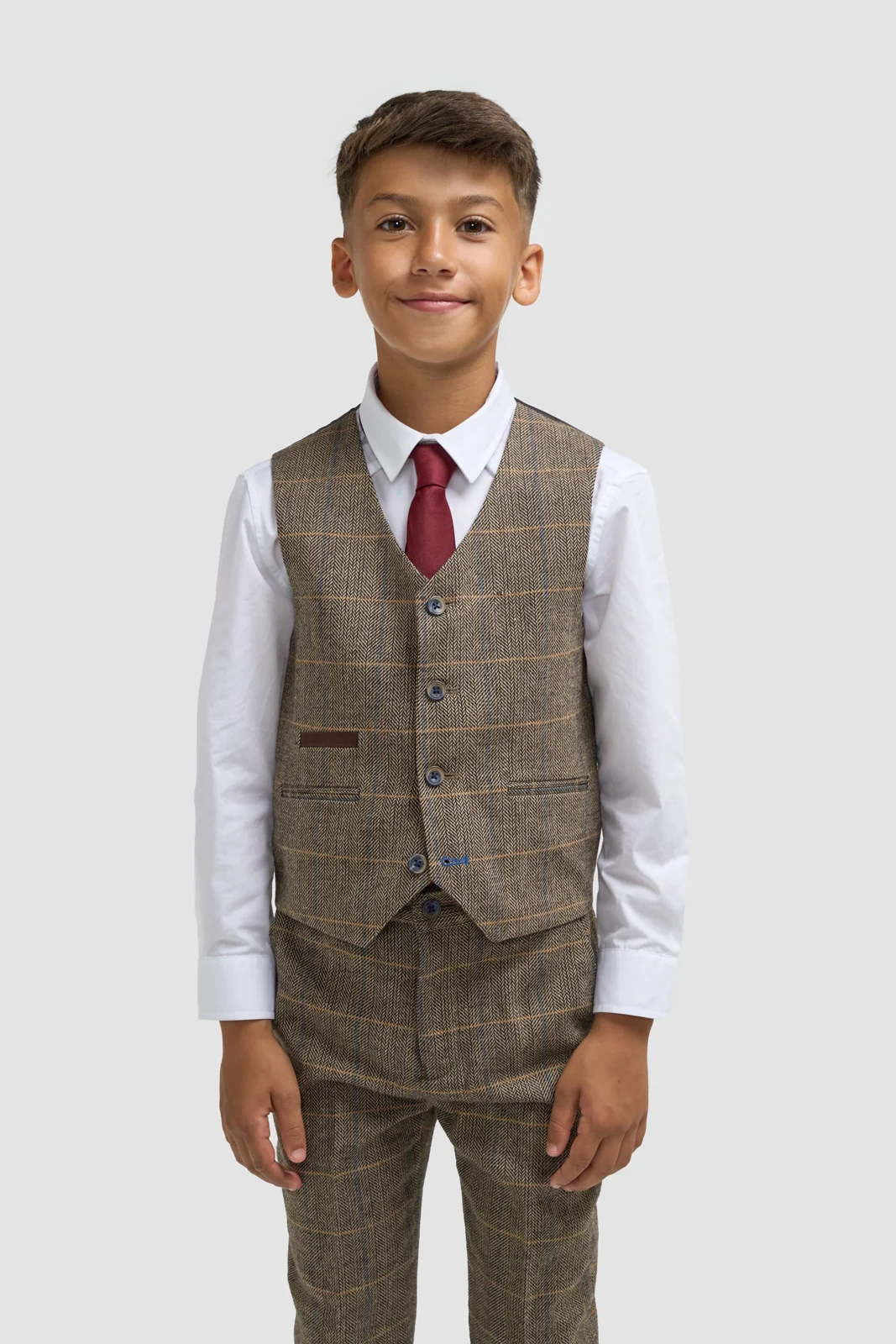 Boys Albert Brown Tweed Check Suit thumbnail 4