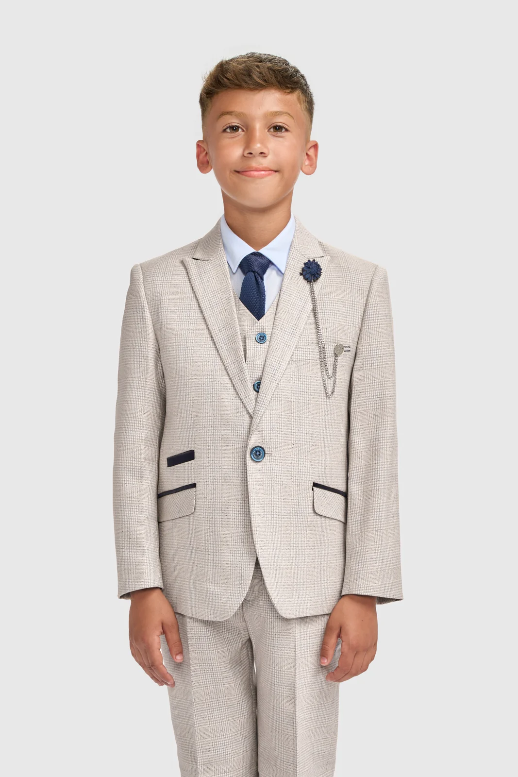 Boys Caridi Beige Three Piece Suit thumbnail 2