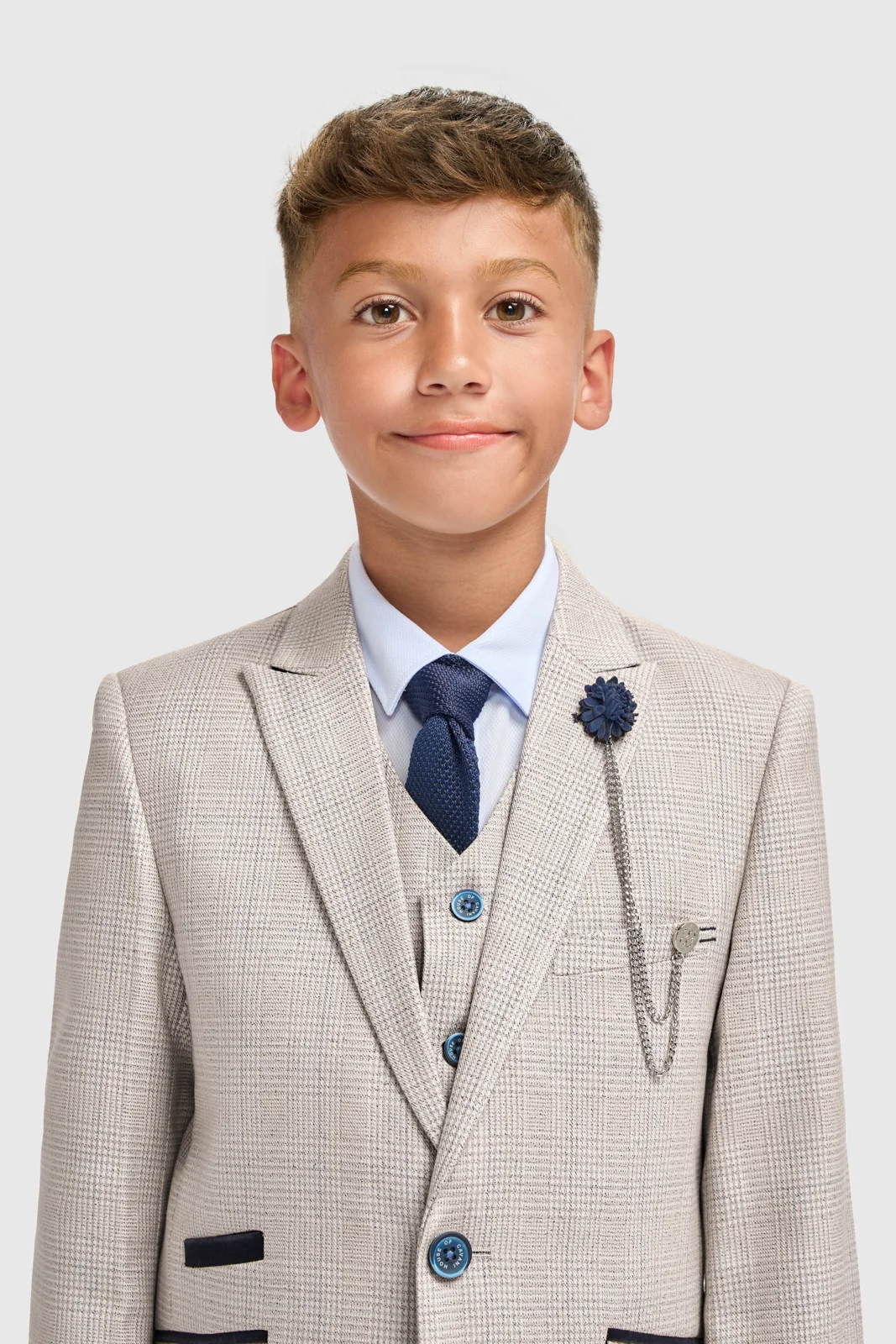 Boys Caridi Beige Three Piece Suit thumbnail 3