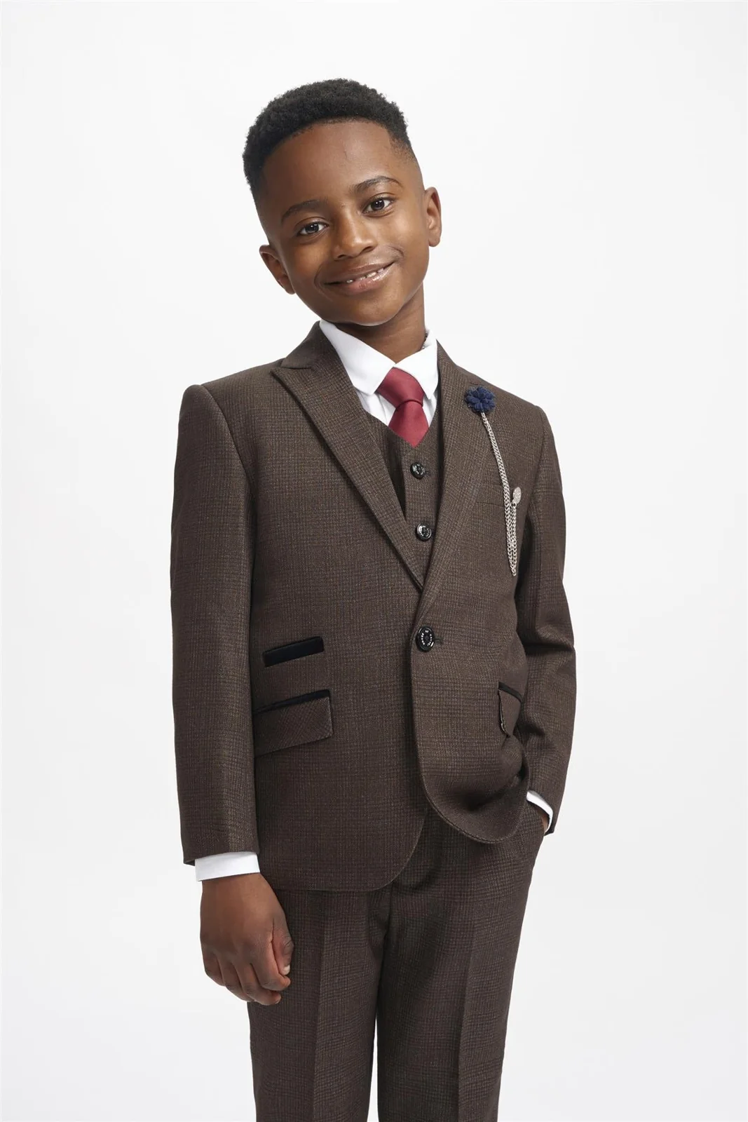 Boys Caridi Brown Three Piece Suit thumbnail 2