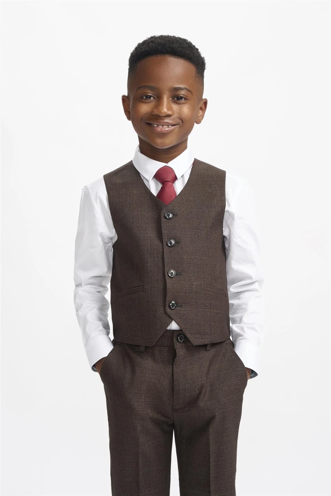Boys Caridi Brown Three Piece Suit thumbnail 6