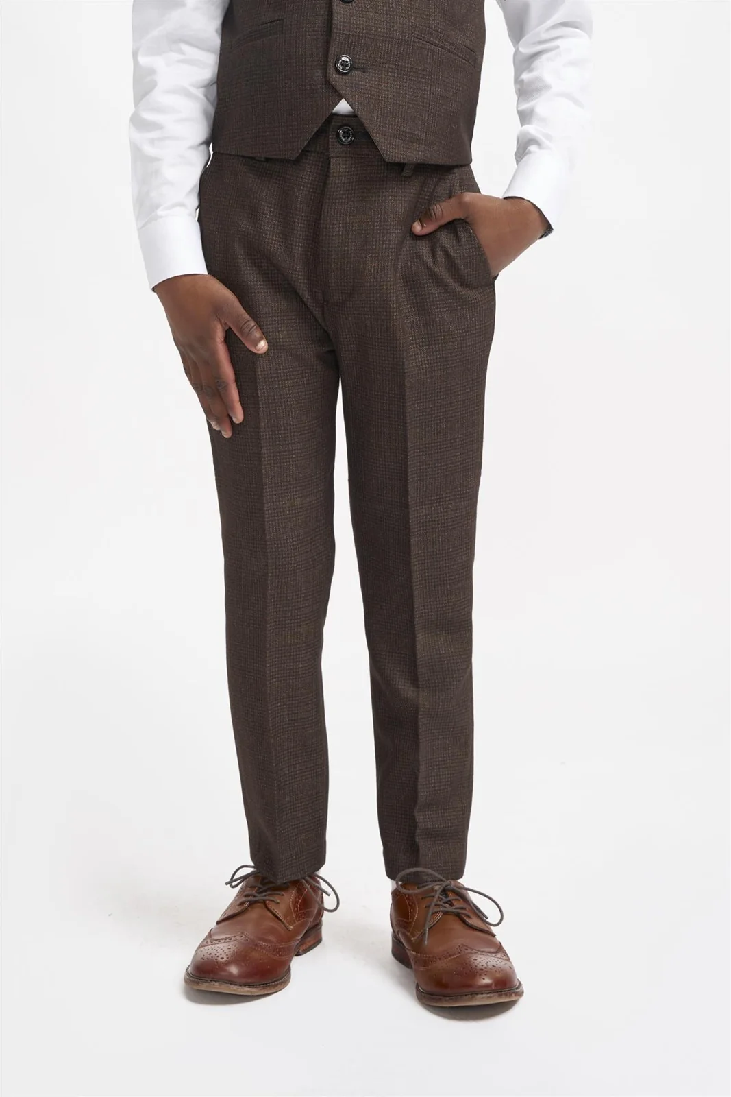 Boys Caridi Brown Three Piece Suit thumbnail 8