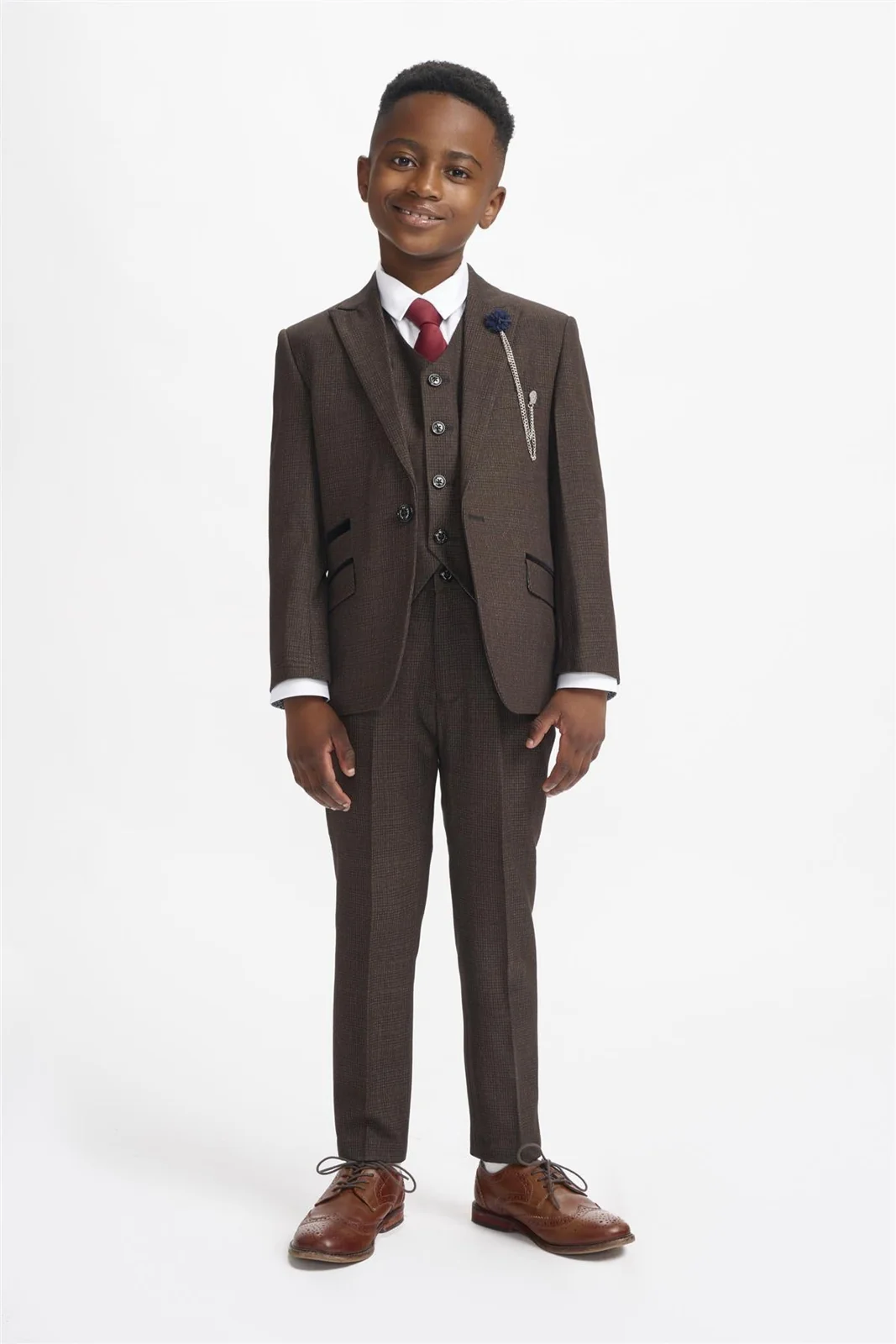 Boys Caridi Brown Three Piece Suit primary image