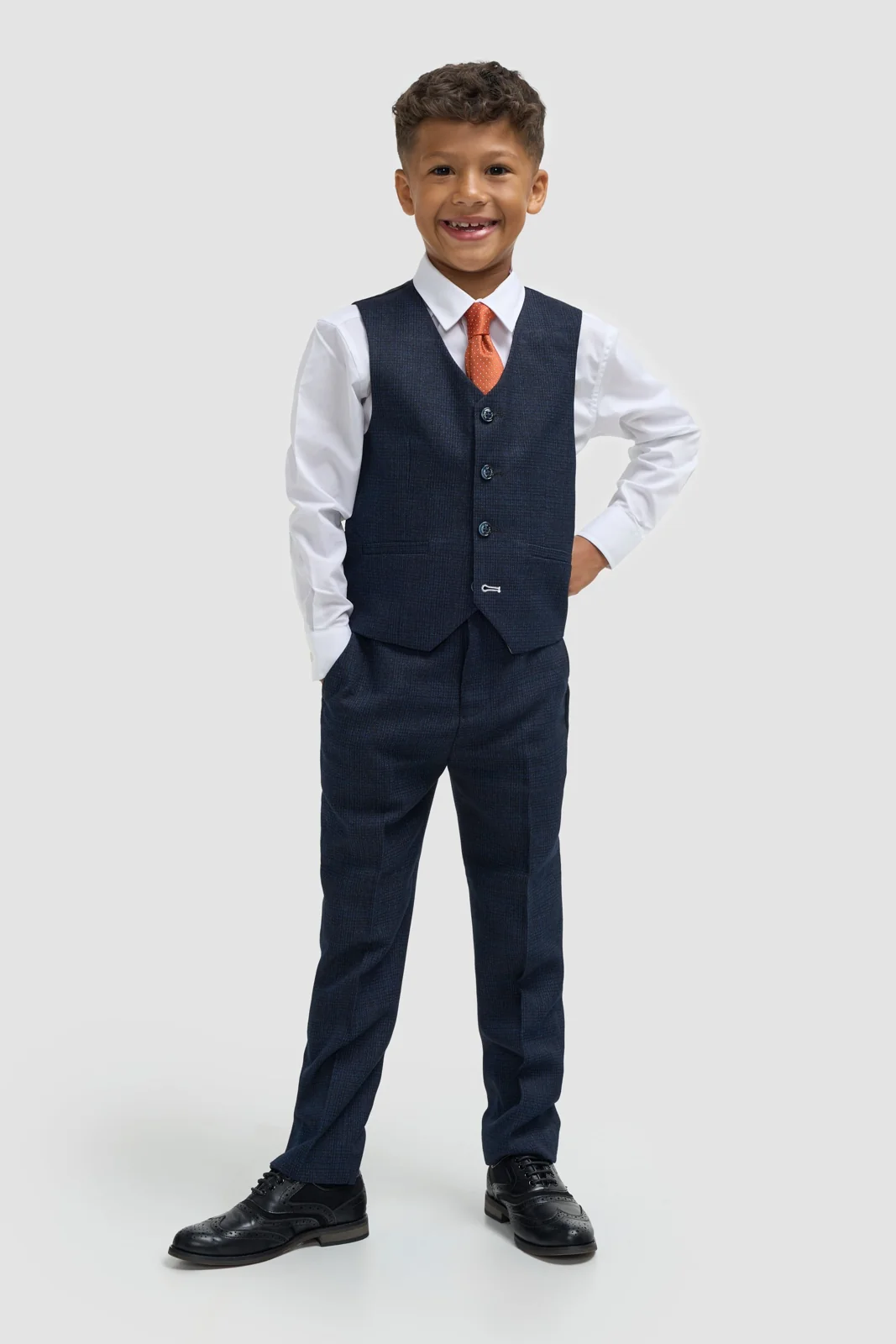 Boys Caridi Navy Three Piece Suit thumbnail 5