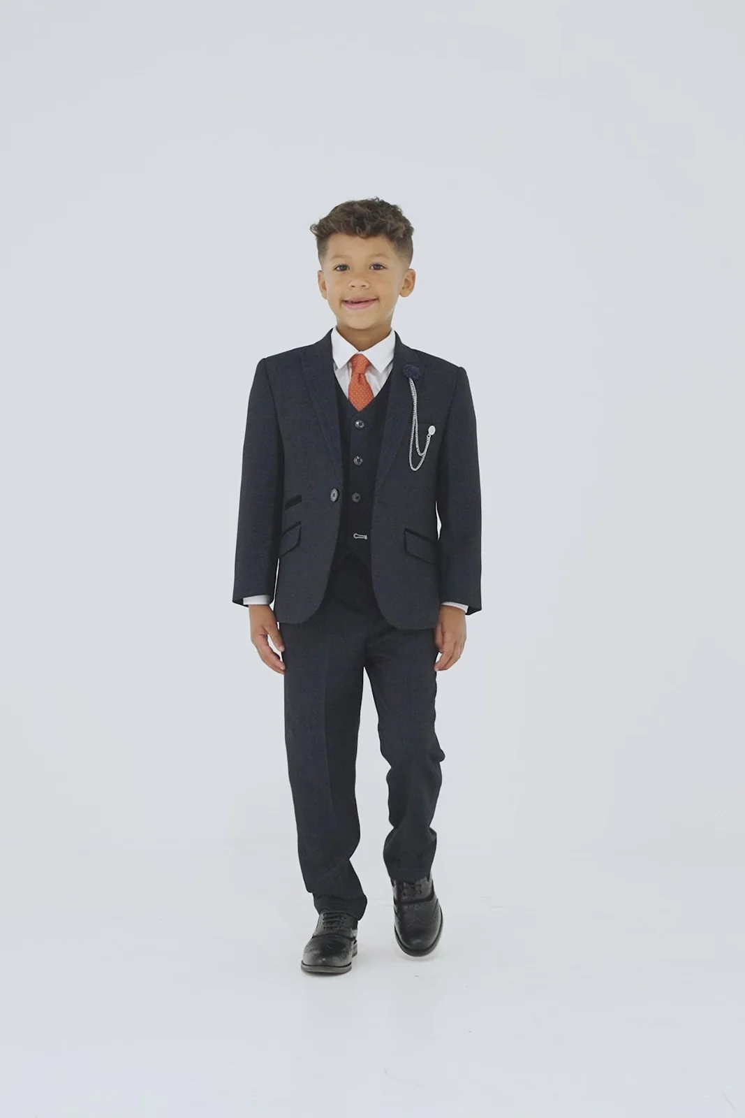 Boys Caridi Navy Three Piece Suit thumbnail 7