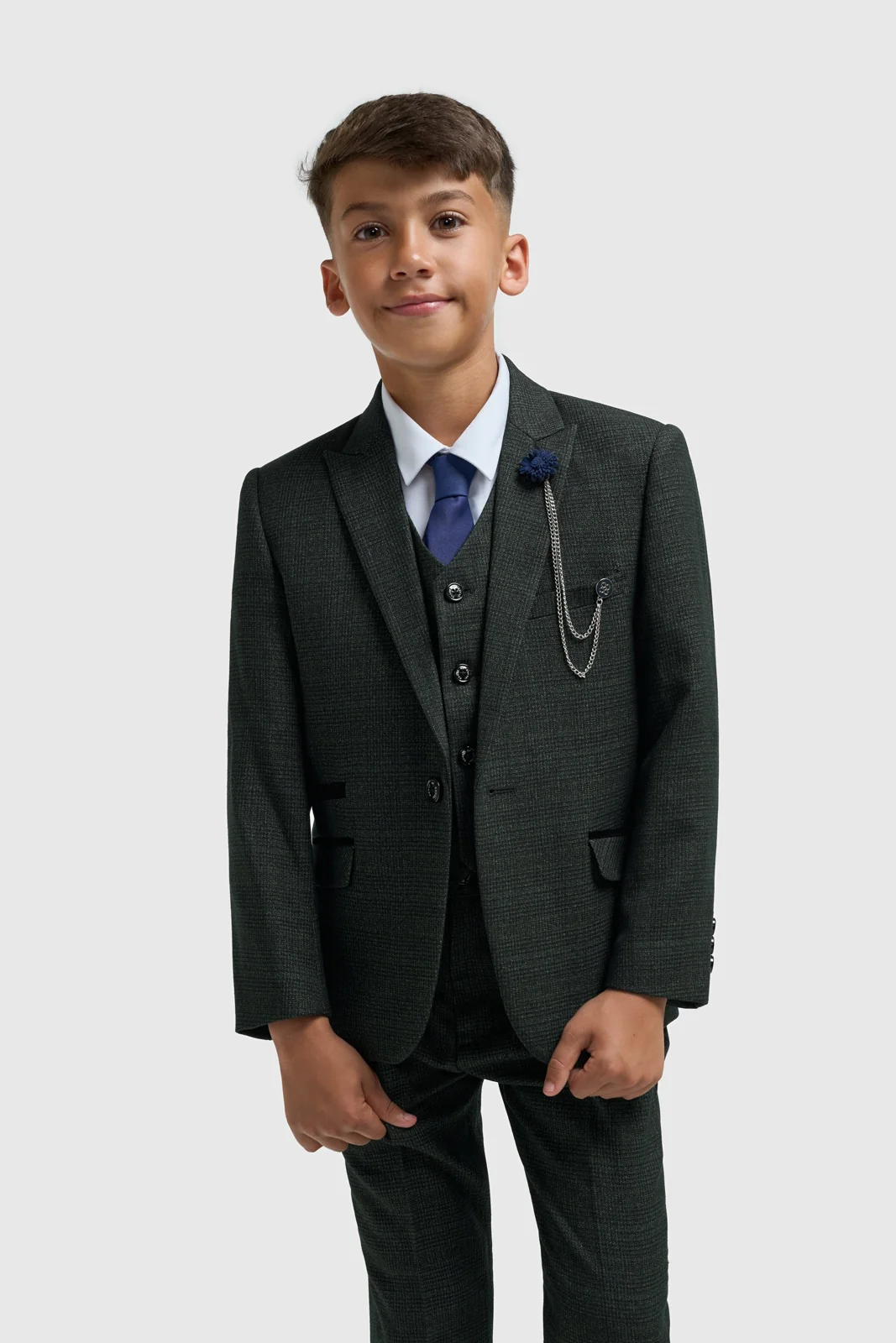 Boys Caridi Olive Three Piece Suit thumbnail 2
