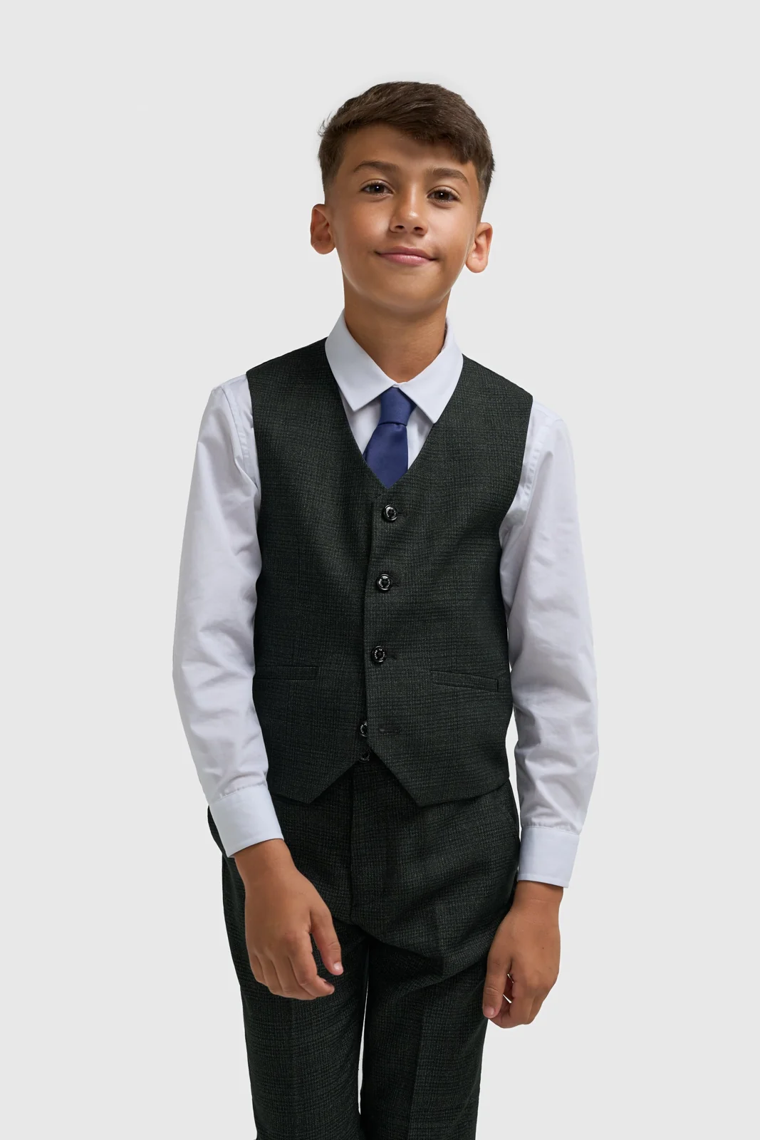 Boys Caridi Olive Three Piece Suit thumbnail 4