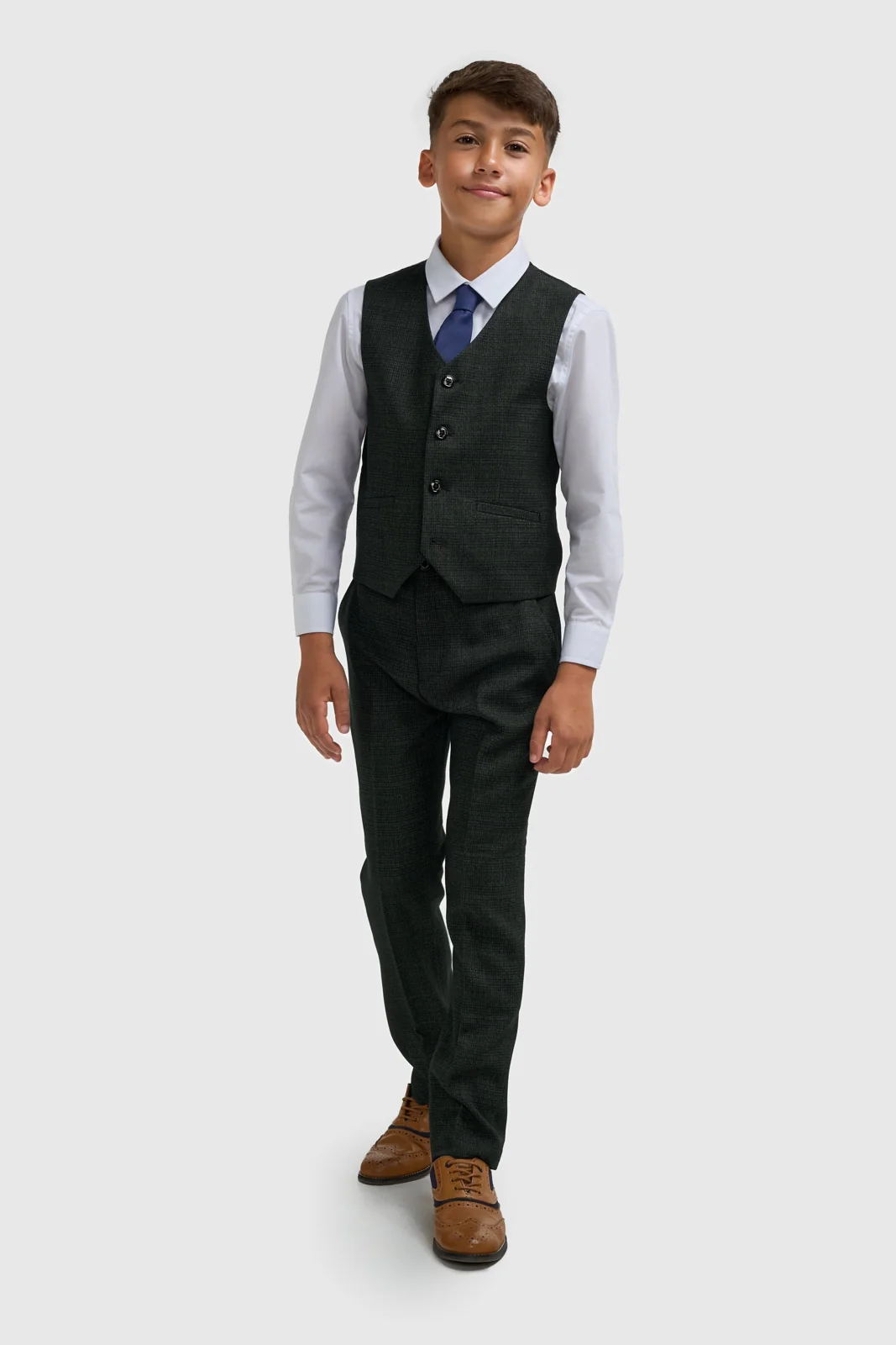 Boys Caridi Olive Three Piece Suit thumbnail 5