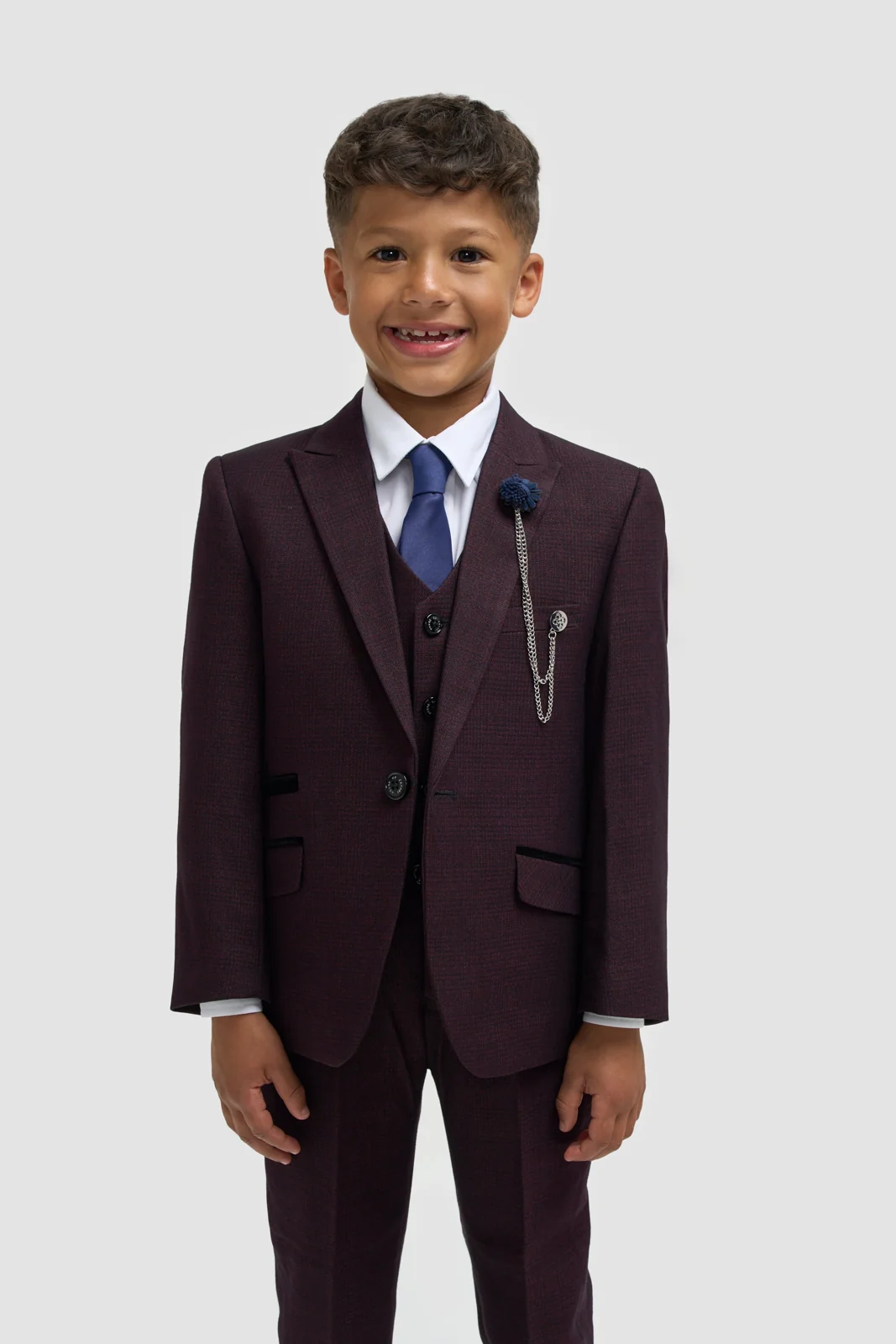 Boys Caridi Wine Three Piece Suit thumbnail 2