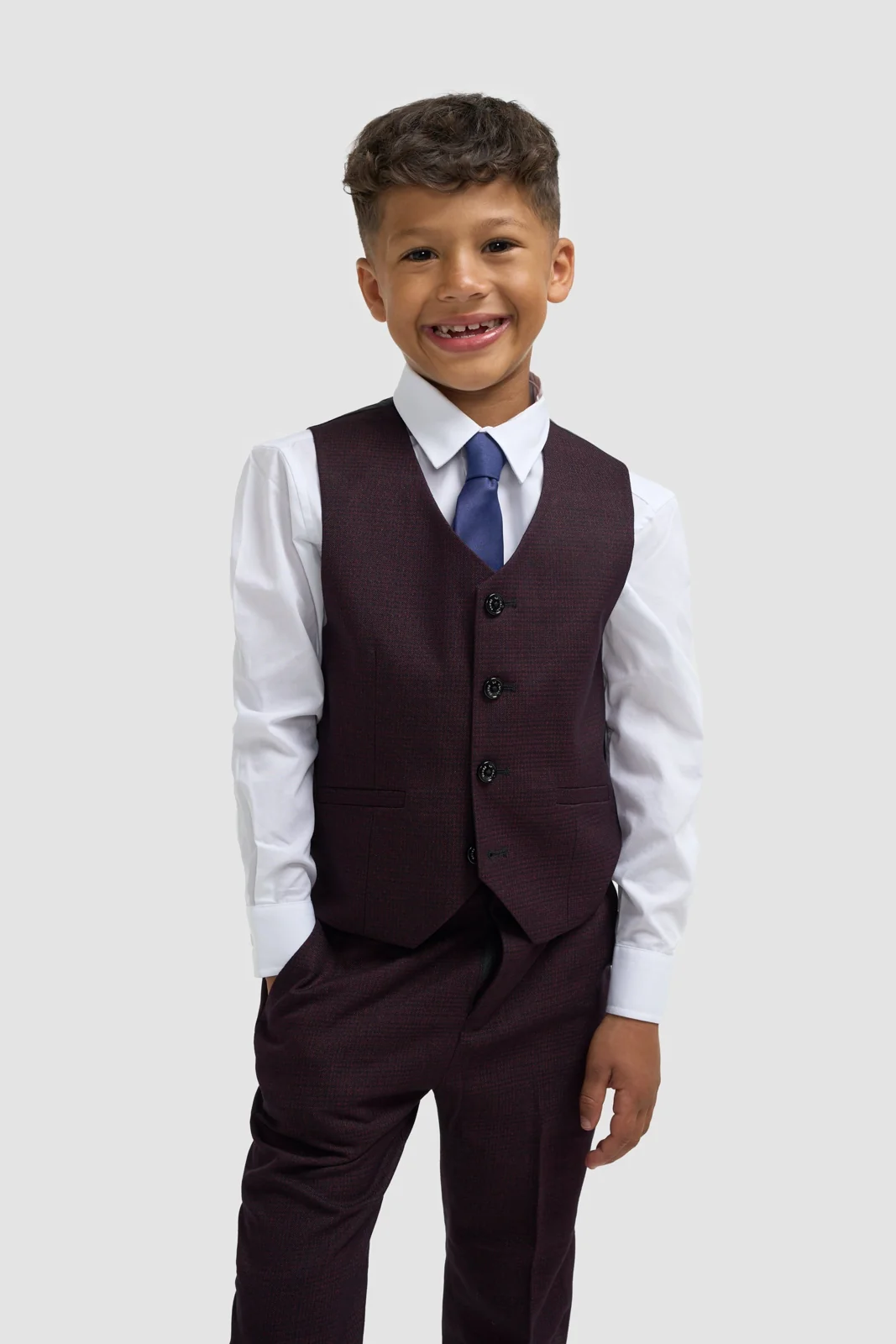 Boys Caridi Wine Three Piece Suit thumbnail 4