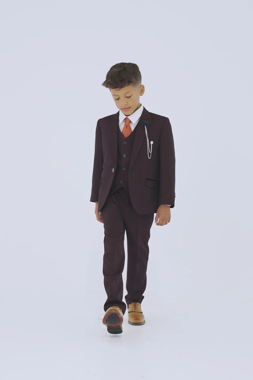 Boys Caridi Wine Three Piece Suit thumbnail 7