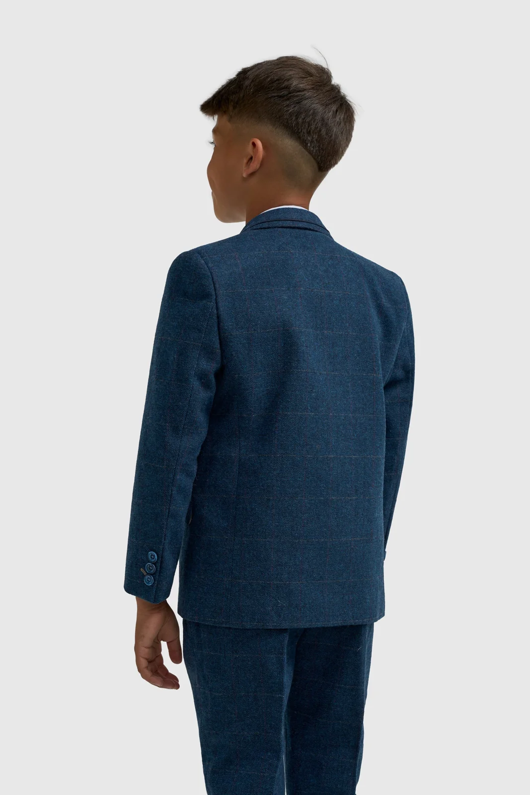 Boys Carnegi Navy Tweed Three Piece Suit thumbnail 3
