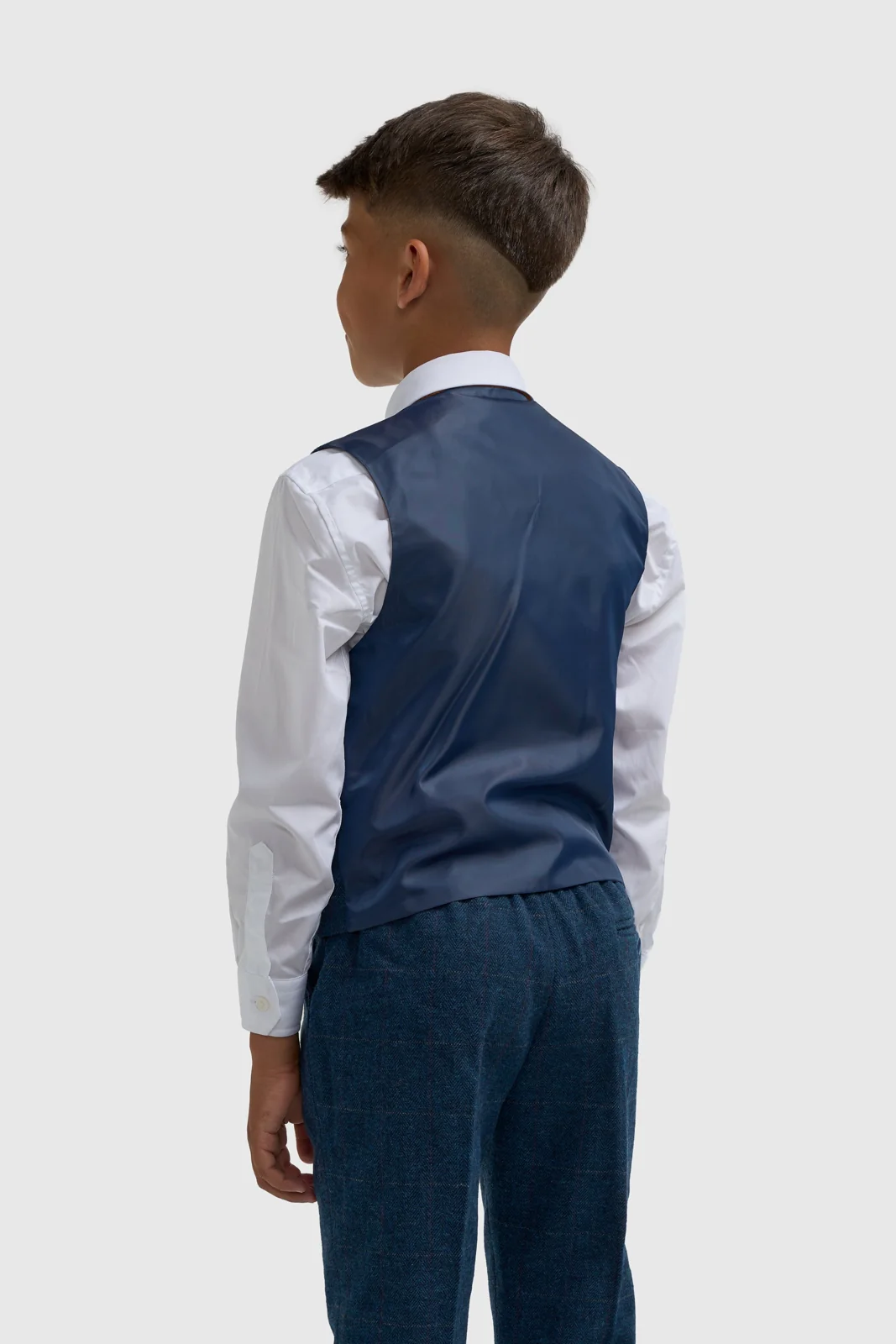 Boys Carnegi Navy Tweed Three Piece Suit thumbnail 6