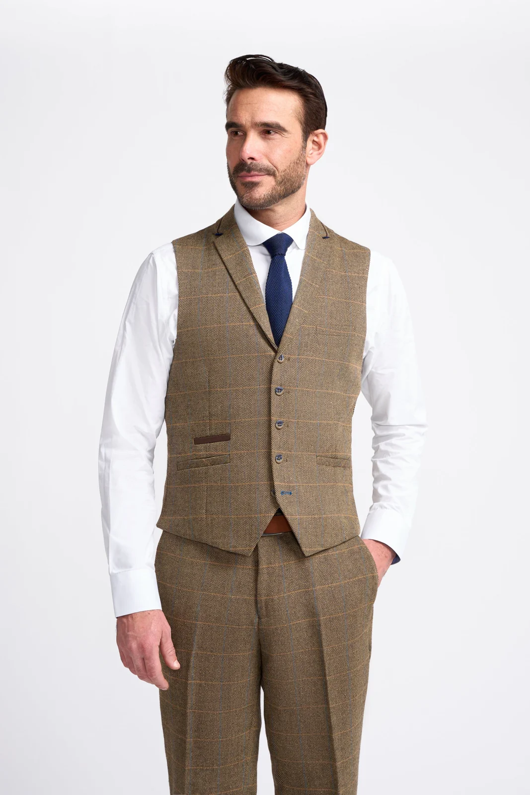 Brown Check Tweed Waistcoat