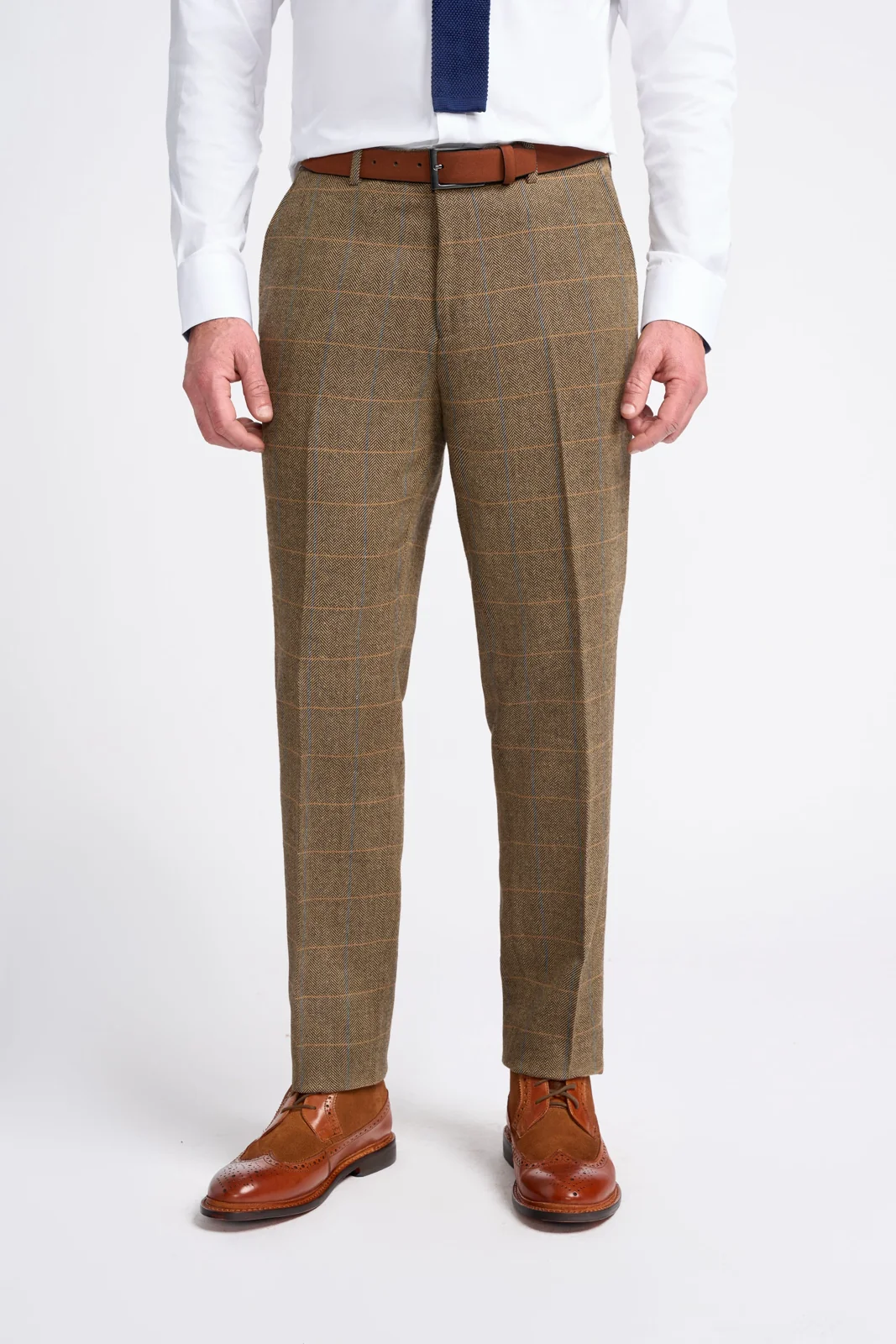 Brown Tweed Check Trousers