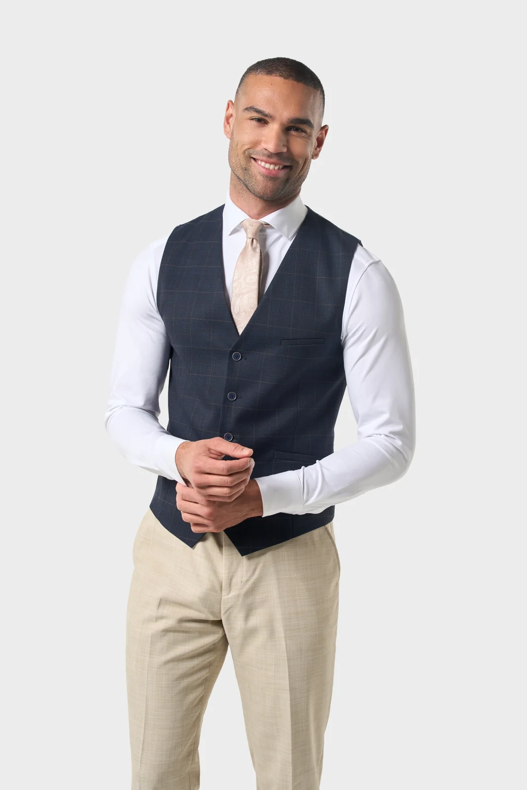 Camden Beige With Torino Navy Waistcoat thumbnail 3