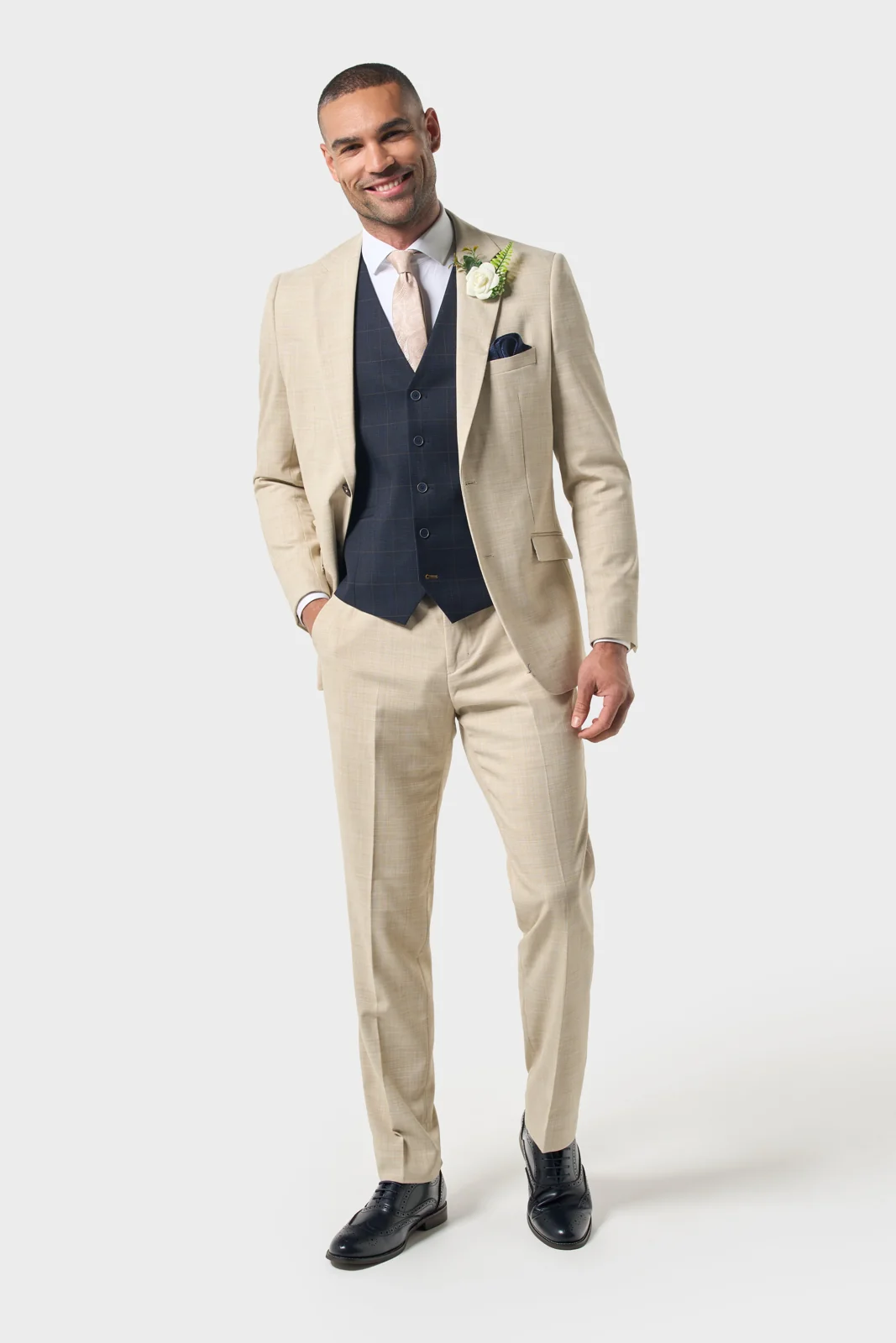 Camden Beige With Torino Navy Waistcoat primary image