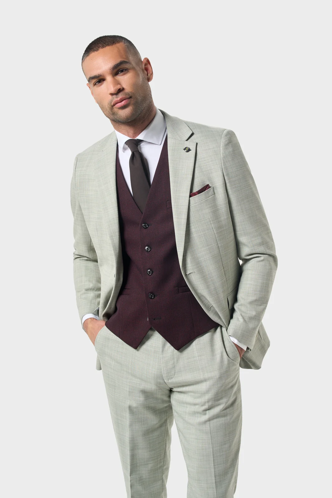 Camden Sage with Caridi Wine Waistcoat thumbnail 2