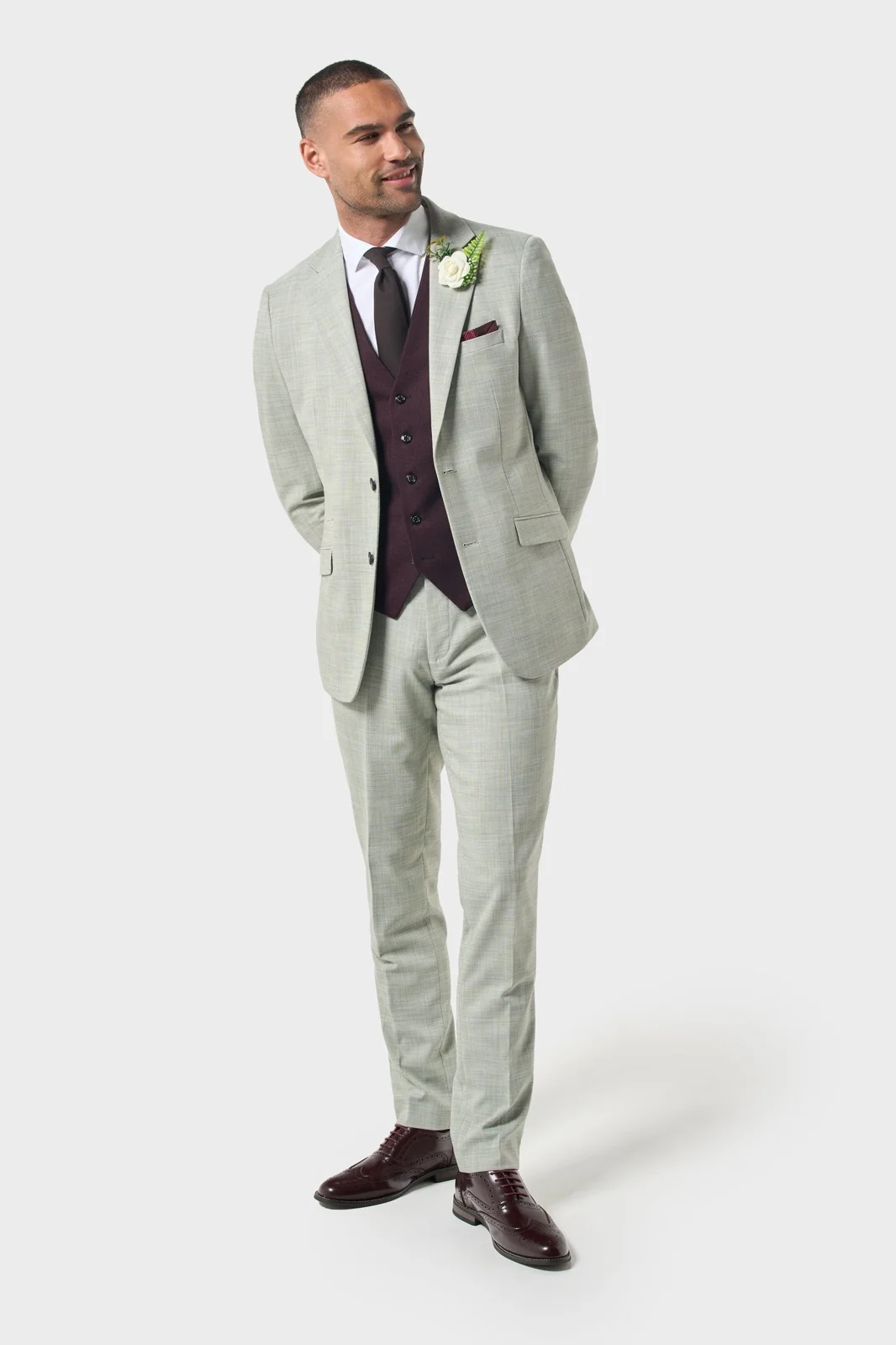 Camden Sage with Caridi Wine Waistcoat primary image