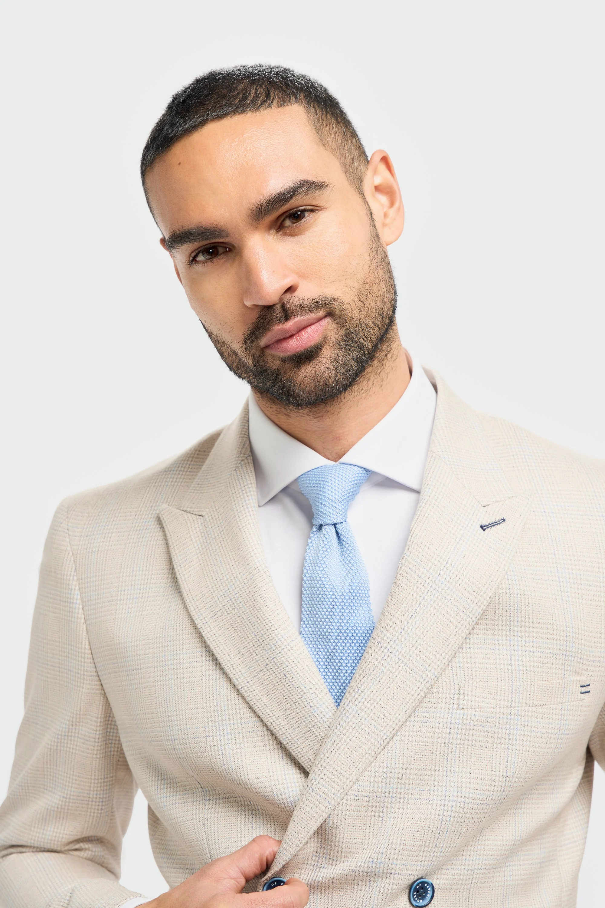 Caridi Beige Check Double Breasted Two Piece Suit thumbnail 3