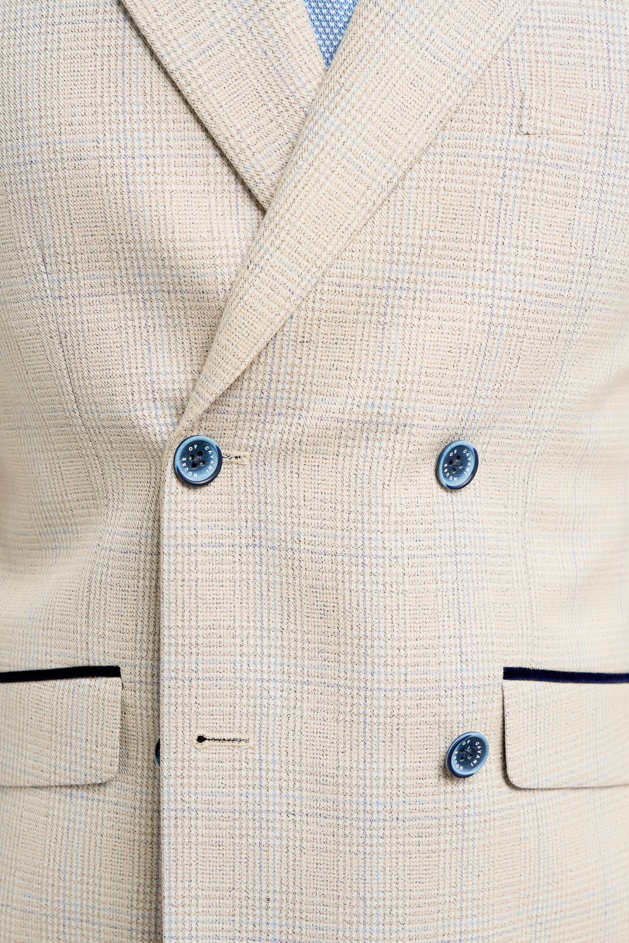 Caridi Beige Check Double Breasted Two Piece Suit thumbnail 4