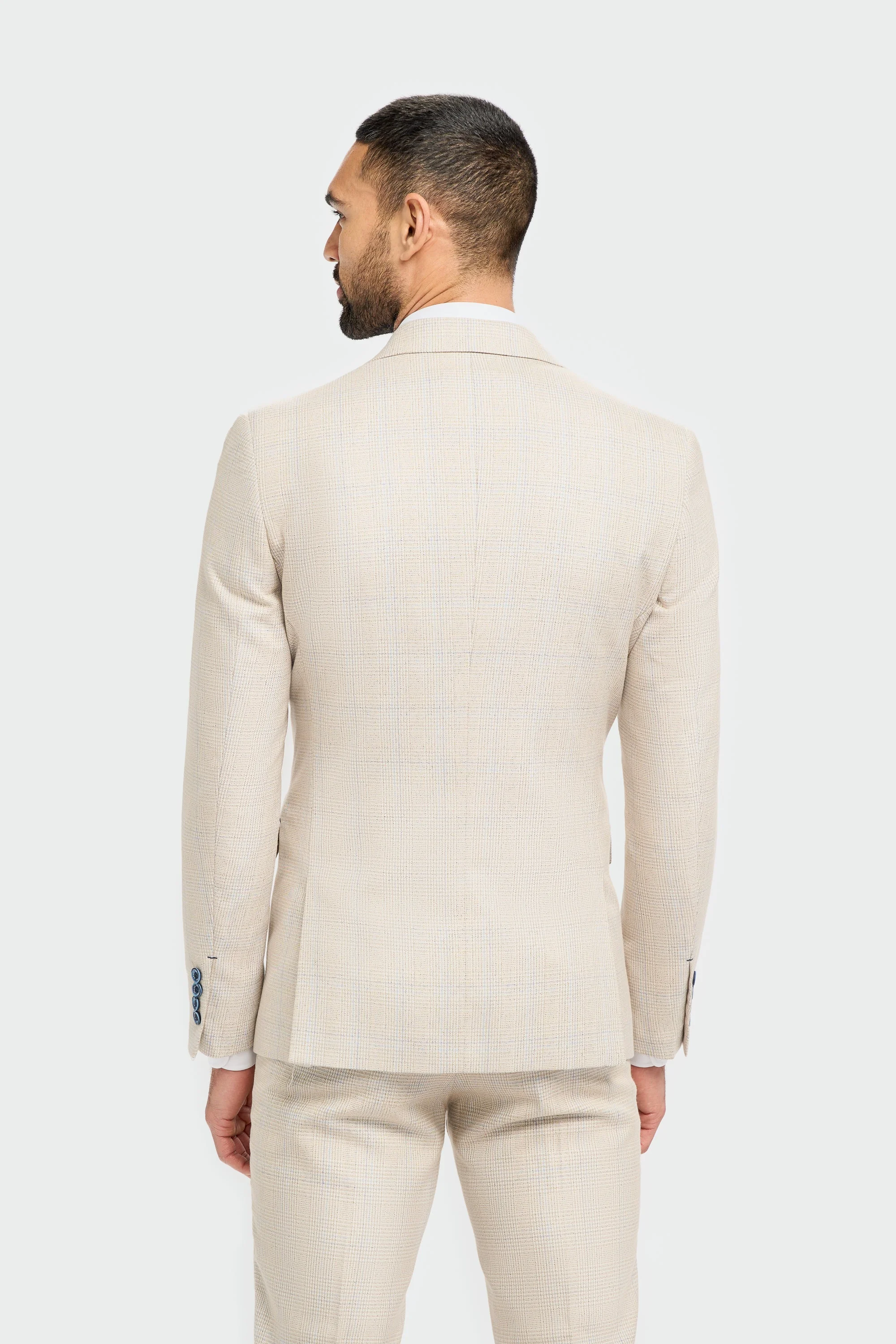 Caridi Beige Check Double Breasted Two Piece Suit thumbnail 5