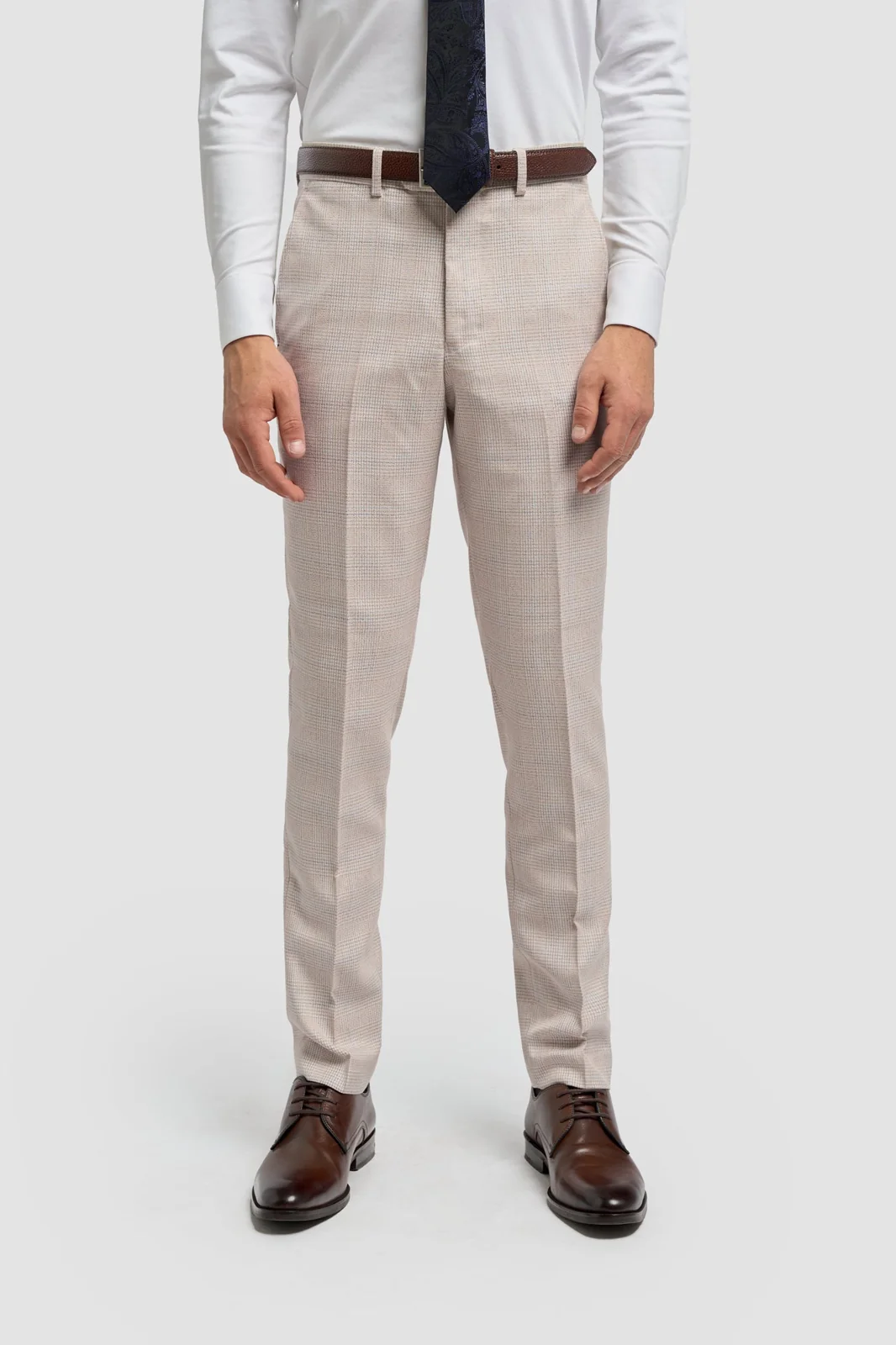 Caridi Beige Regular Check Three Piece Suit thumbnail 5
