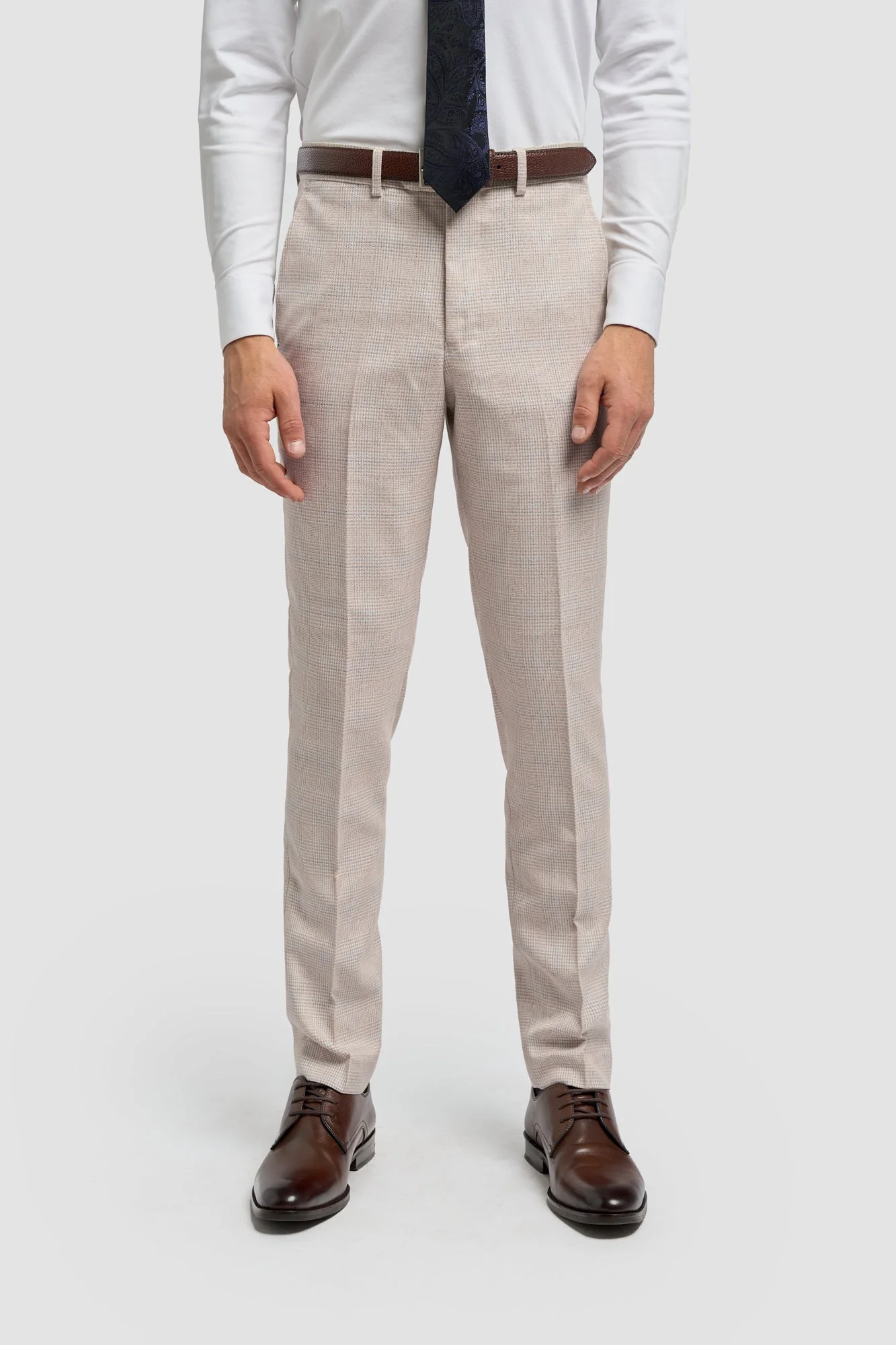 Caridi Beige Regular Check Three Piece Suit thumbnail 5