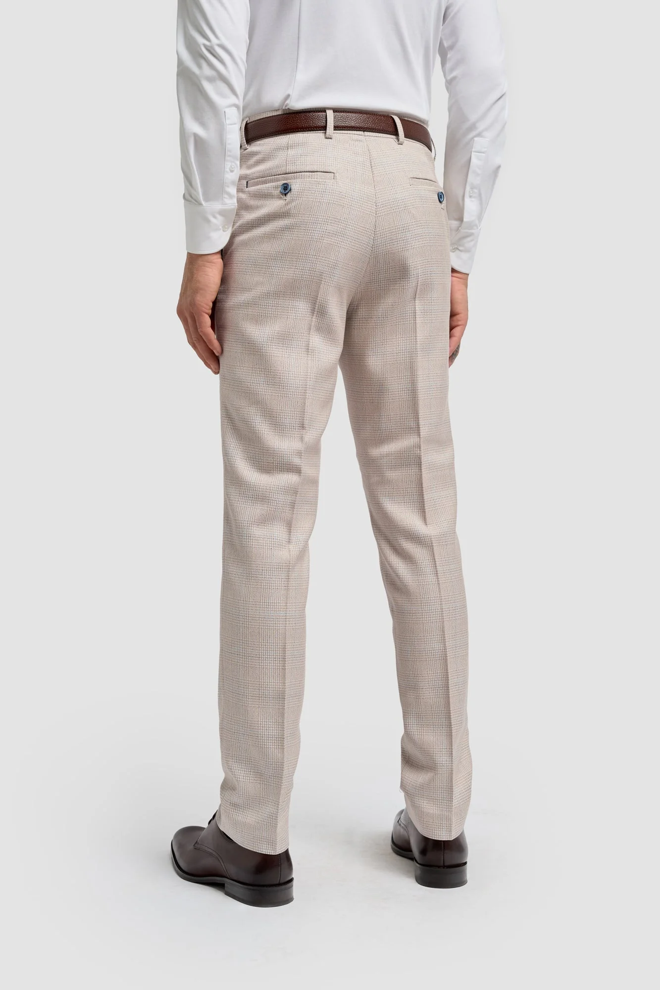 Caridi Beige Regular Check Three Piece Suit thumbnail 6
