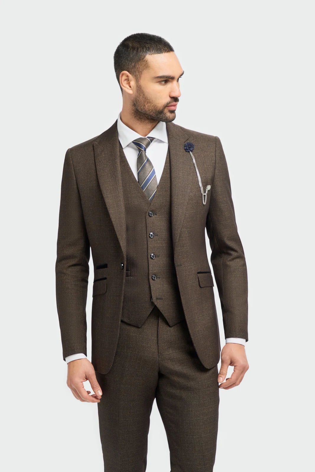 Caridi Brown Regular Check Three Piece Suit thumbnail 2