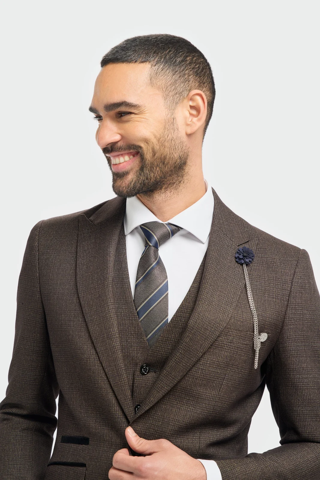 Caridi Brown Regular Check Three Piece Suit thumbnail 3