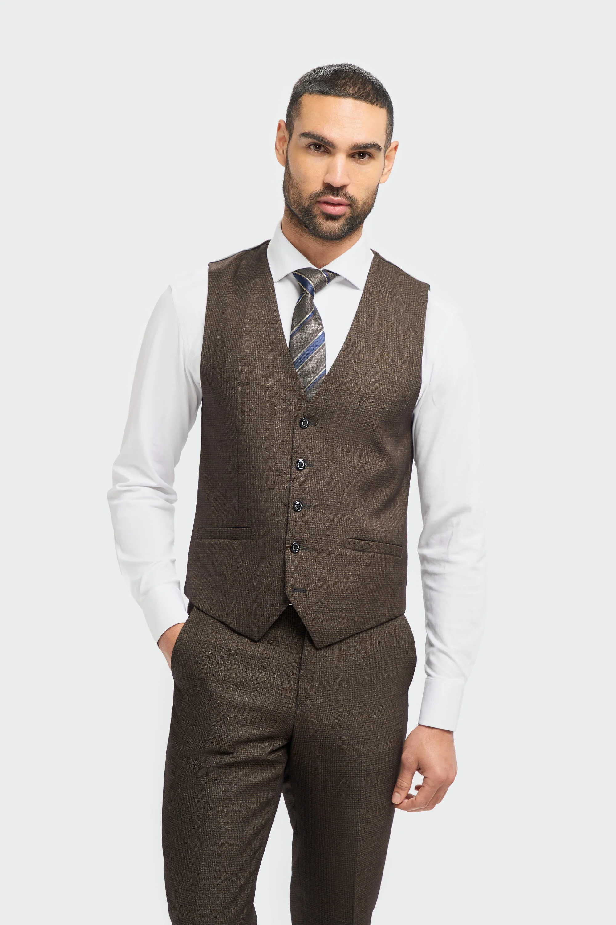 Caridi Brown Regular Check Three Piece Suit thumbnail 6