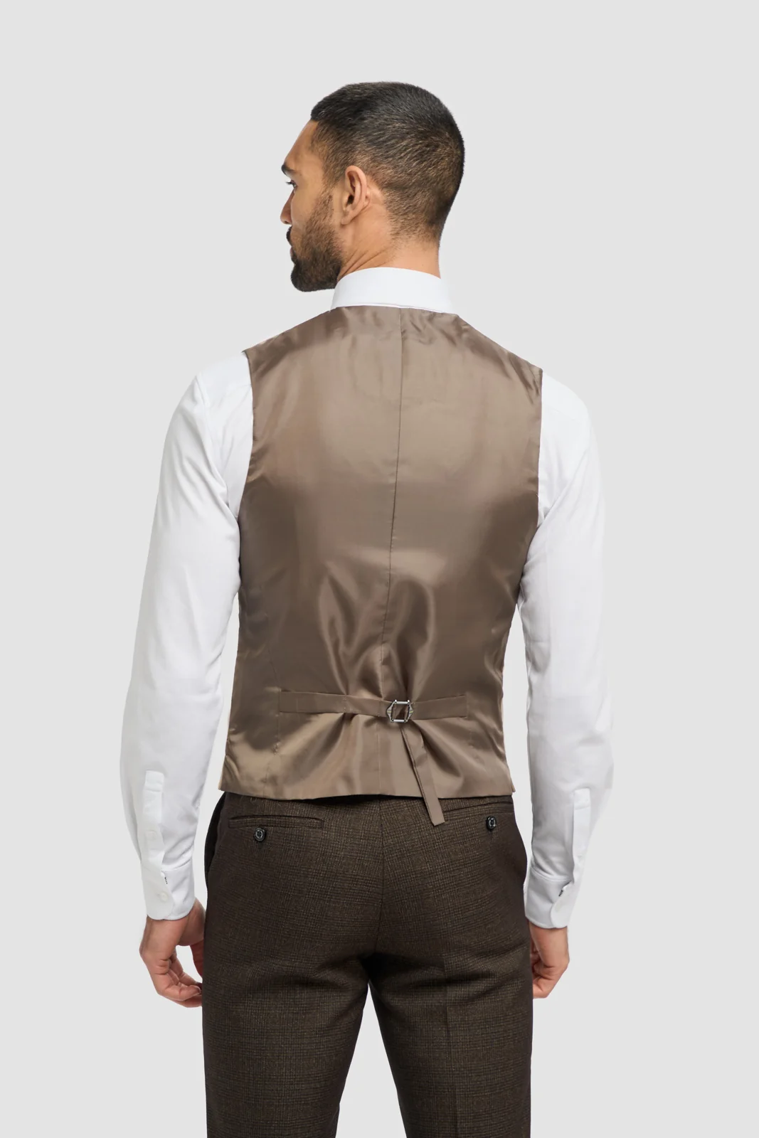 Caridi Brown with Lennox Beige Double Breasted Waistcoat thumbnail 4