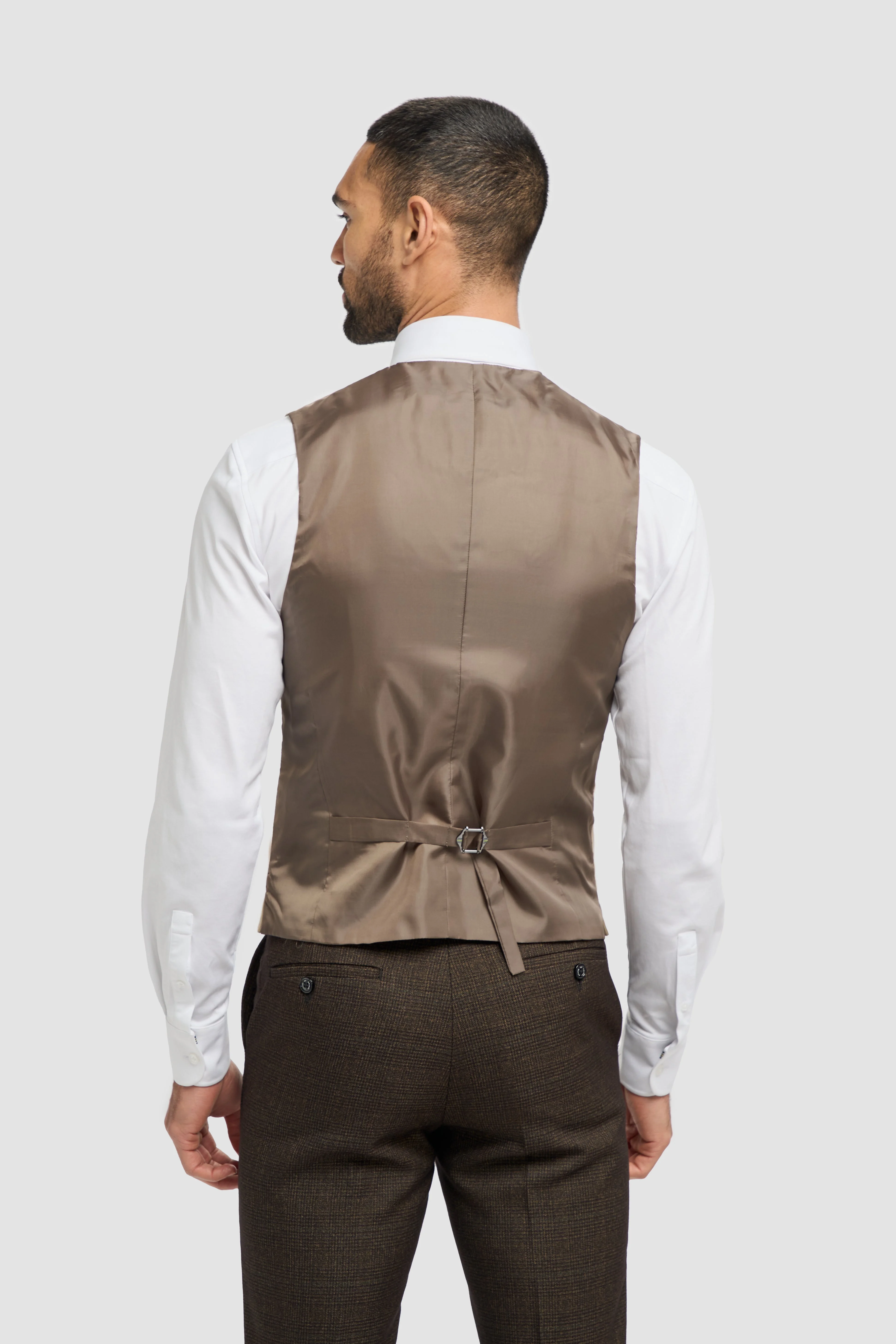 Caridi Brown with Lennox Beige Double Breasted Waistcoat thumbnail 5