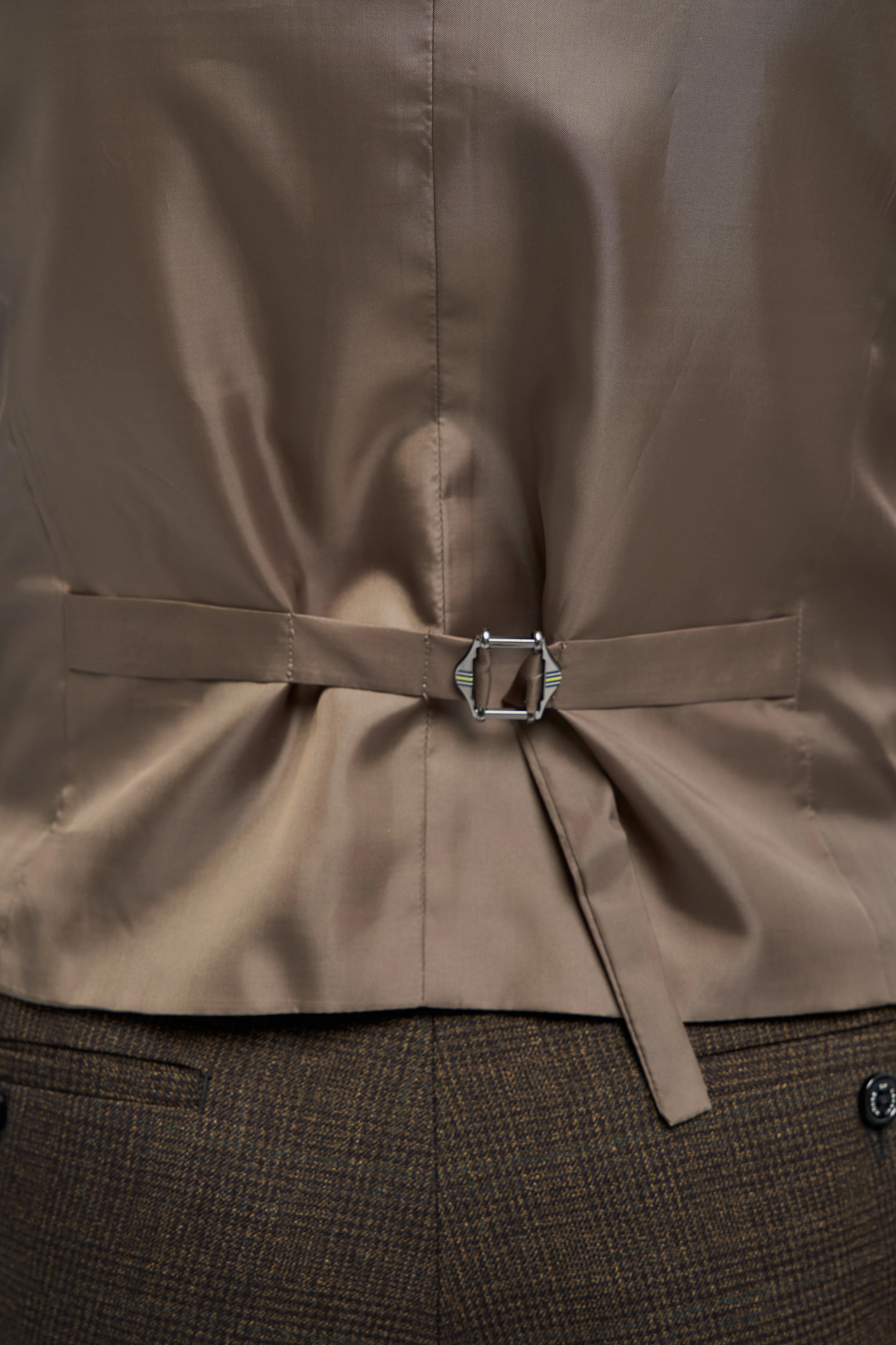 Caridi Brown with Lennox Beige Double Breasted Waistcoat thumbnail 6