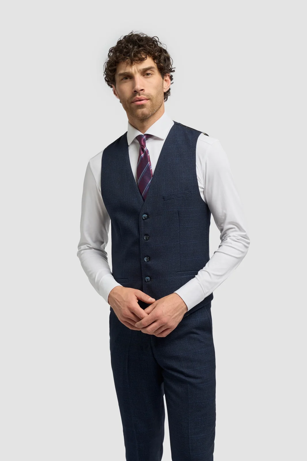 Caridi Navy Regular Check Three Piece Suit thumbnail 4