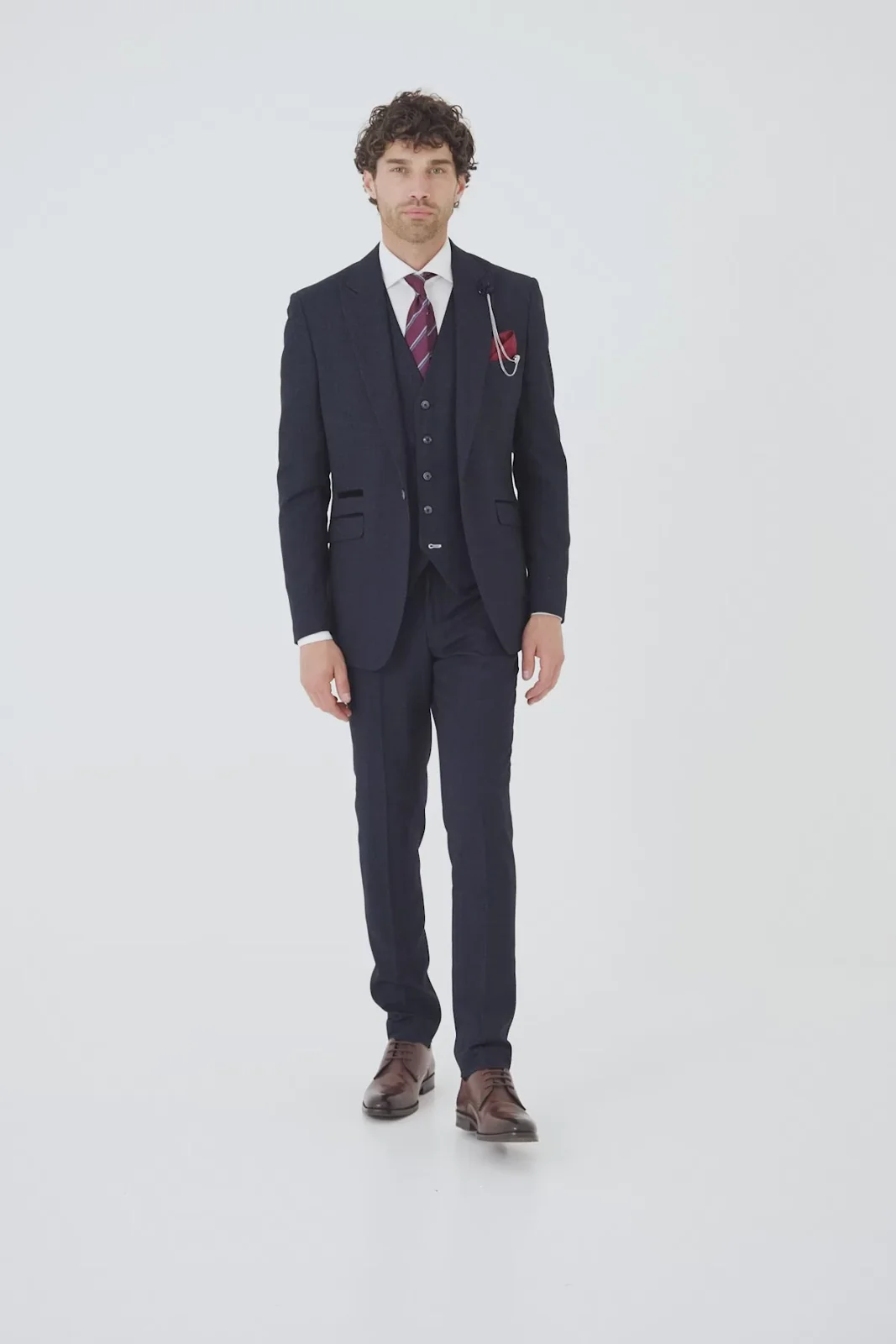 Caridi Navy Regular Check Three Piece Suit thumbnail 9