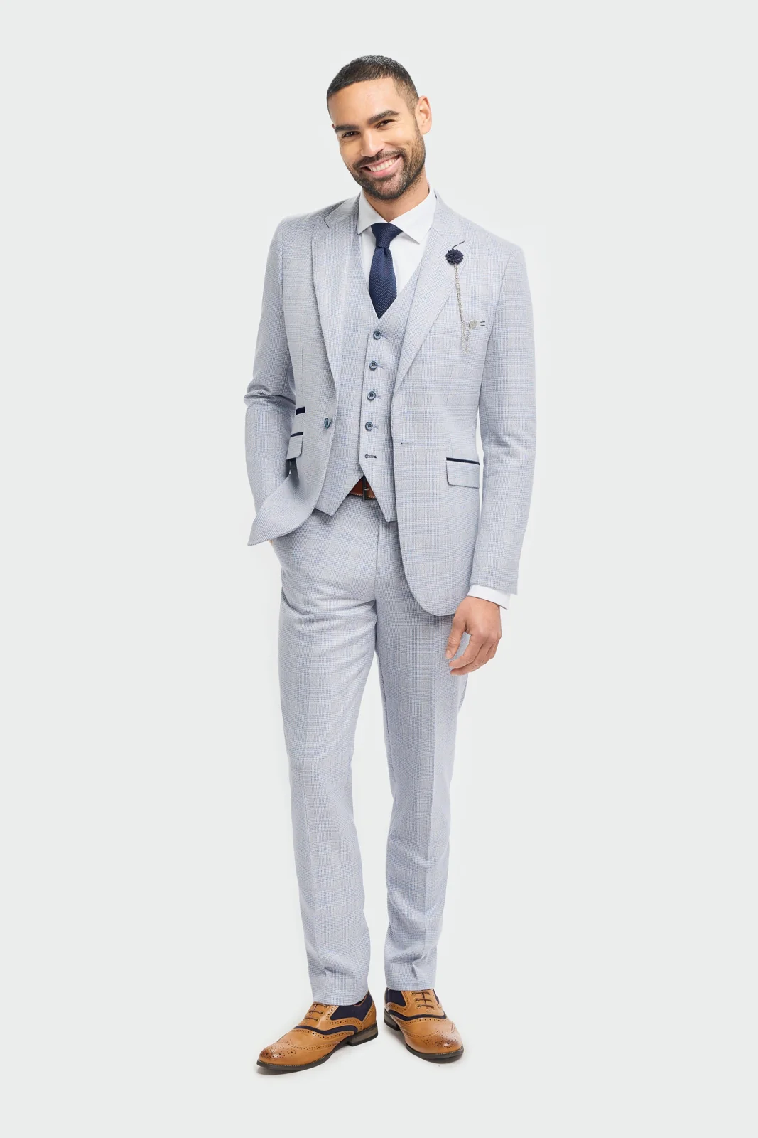 Caridi Sky Short Check Three Piece Suit primary image