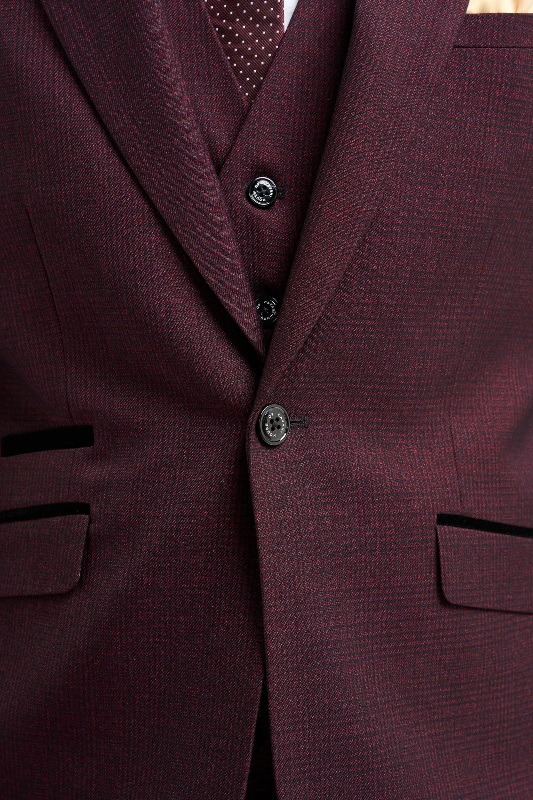 Caridi Wine Regular Check Three Piece Suit thumbnail 10