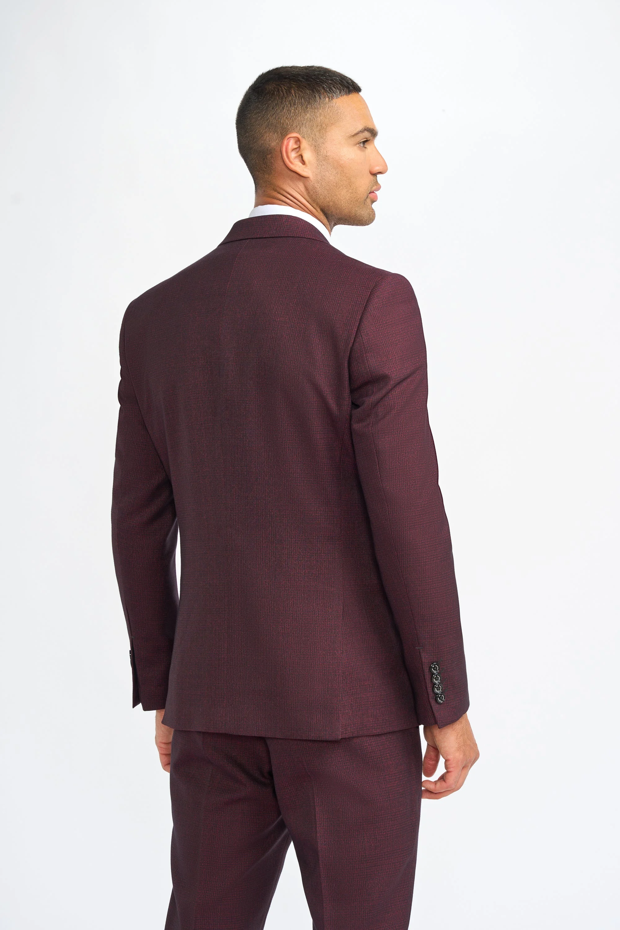 Caridi Wine Regular Check Three Piece Suit thumbnail 4