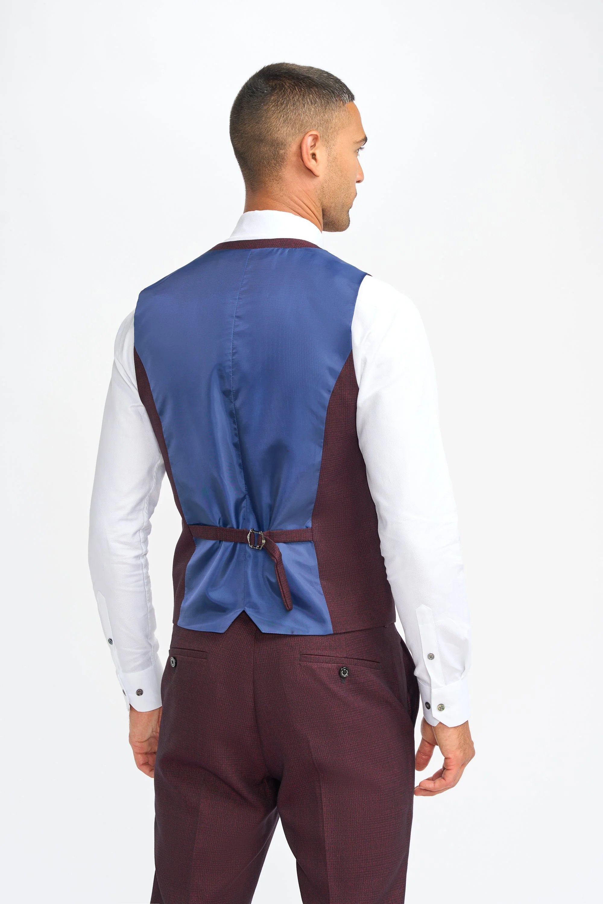 Caridi Wine Regular Check Three Piece Suit thumbnail 6